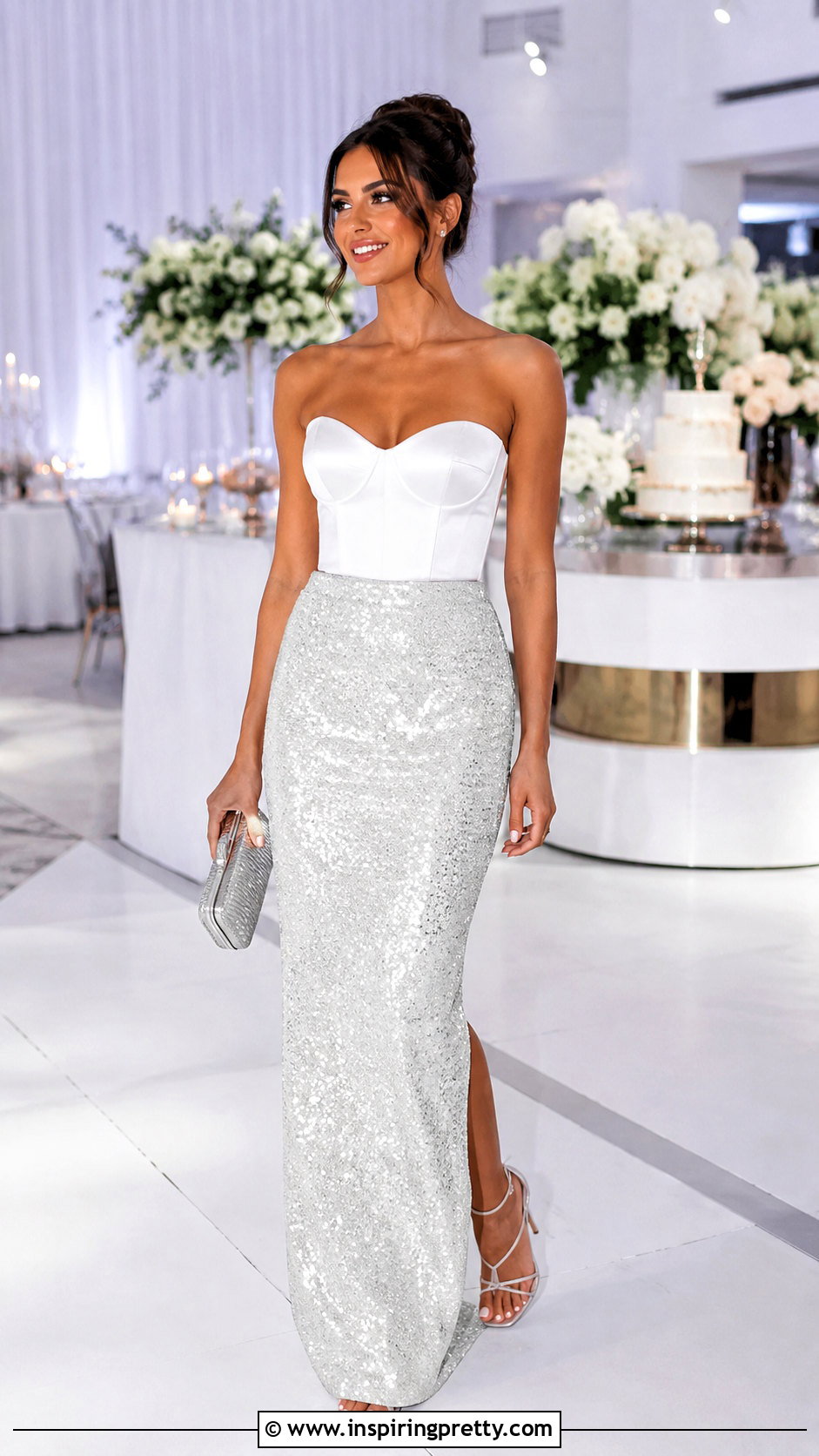 Bridal Bustier Top With Sequin Skirt - 25 Bridal Bustier Top outfit ideas