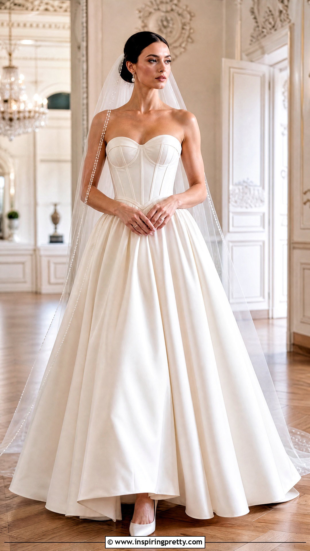 Bridal Corset Top With Satin Ball Skirt - 20 bride skirt and top outfit ideas