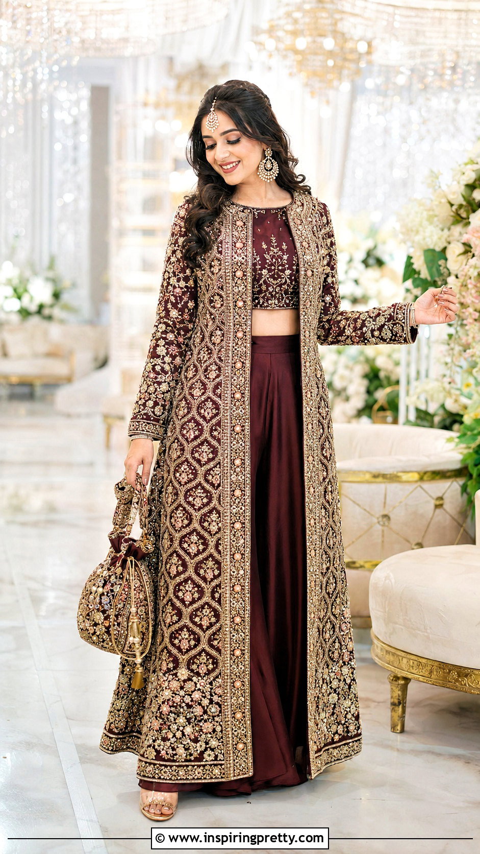 Bridal Crop Top Palazzo With Heavy Embroidered Jacket - 25 crop top palazzo with jacket indian outfit ideas