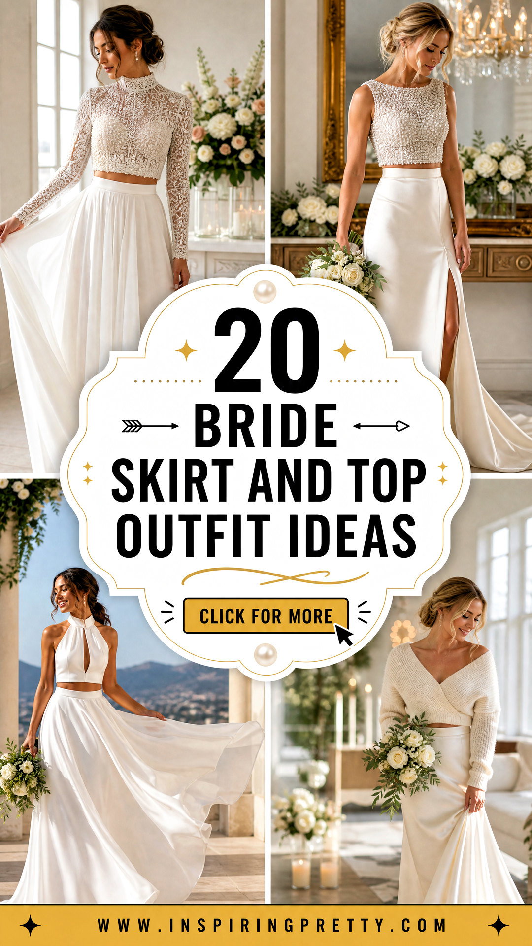 20 Bride Skirt and Top Outfit Ideas for Chic Wedding Looks - 20 Bride Skirt and Top Outfit Ideas for Chic Wedding Looks