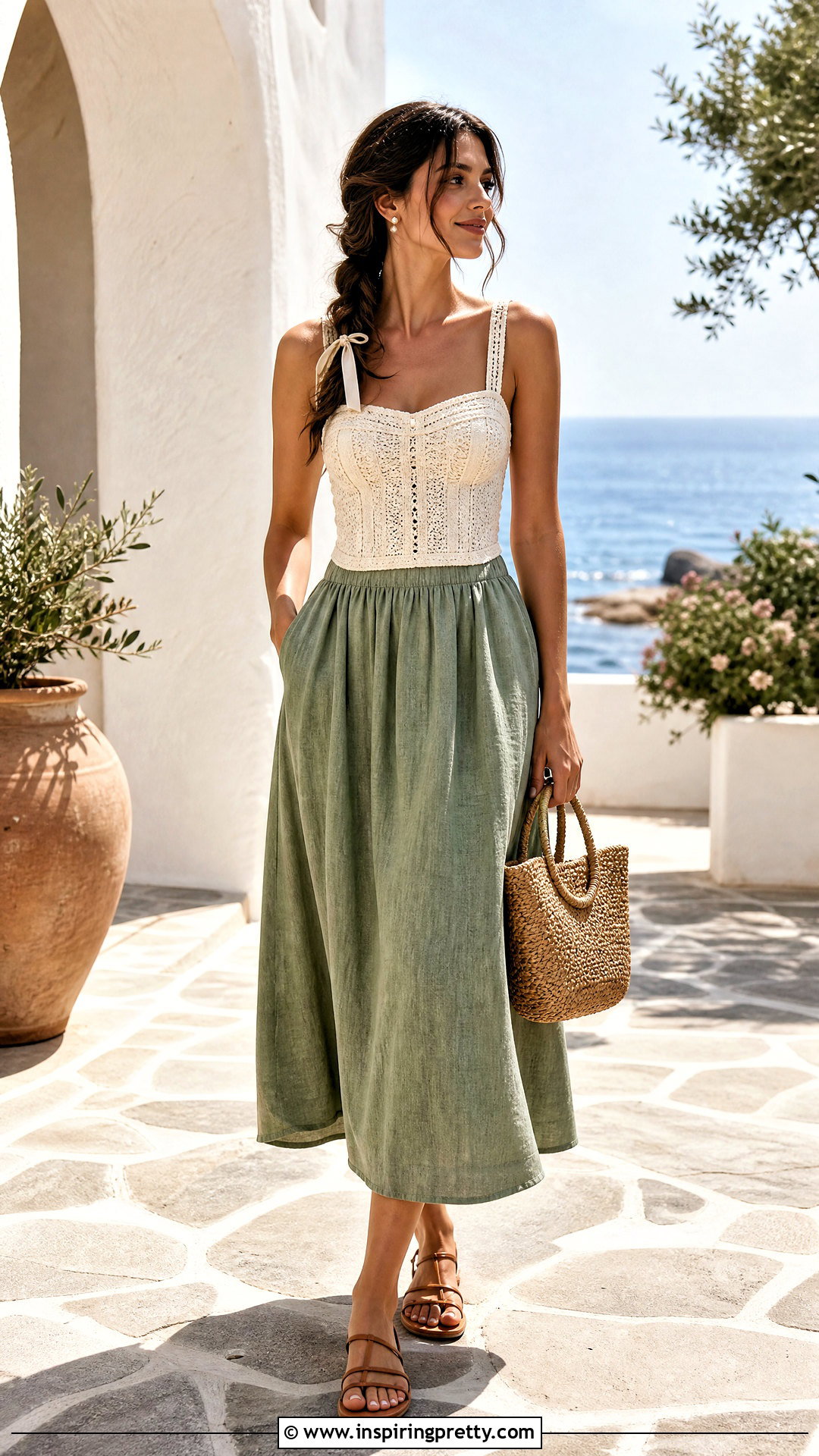 Bridgerton Inspired Crochet Corset Top With Linen Skirt - 25 bridgerton inspired tops outfit ideas