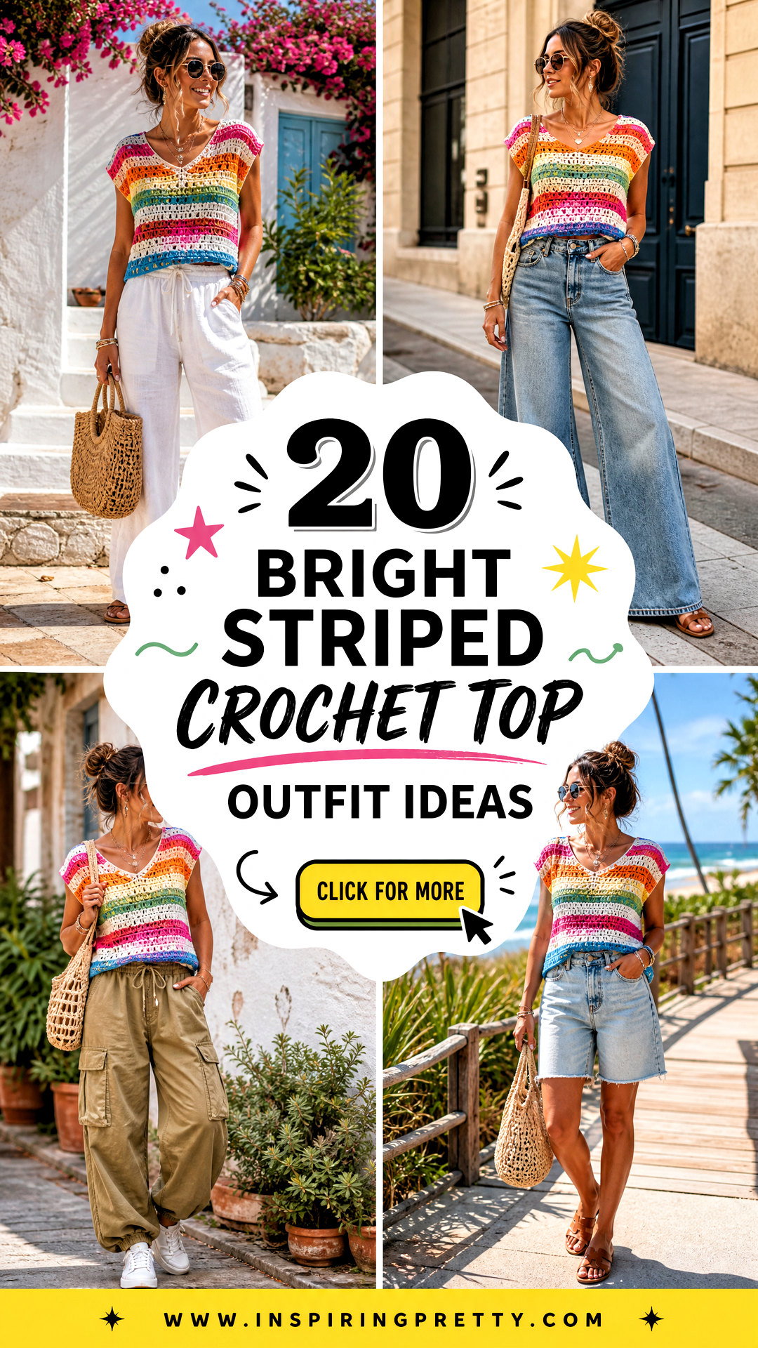 20 Bright Striped Crochet Top Outfit Ideas for Sunny Days - 20 Bright Striped Crochet Top Outfit Ideas for Sunny Days