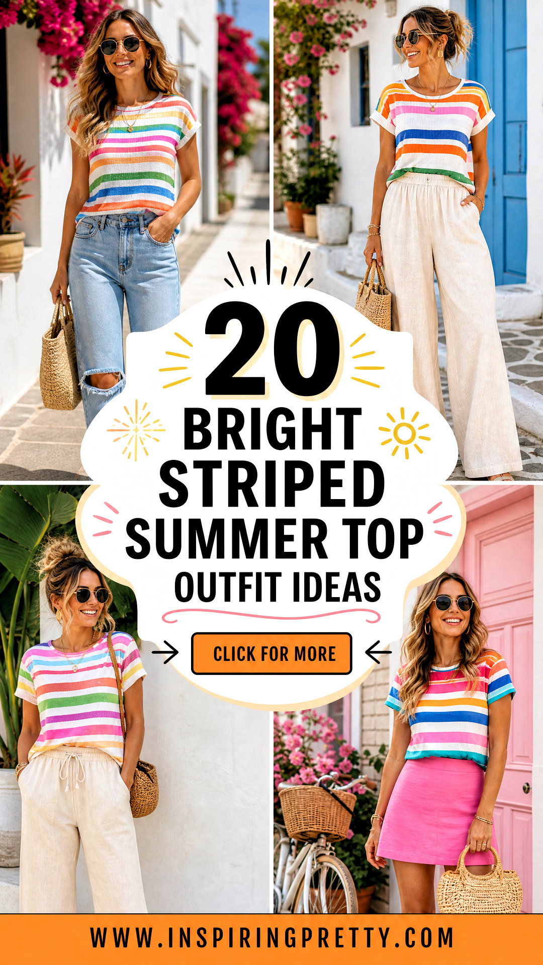 20 Bright Striped Summer Top Outfit Ideas for Beach Days - 20 Bright Striped Summer Top Outfit Ideas for Beach Days