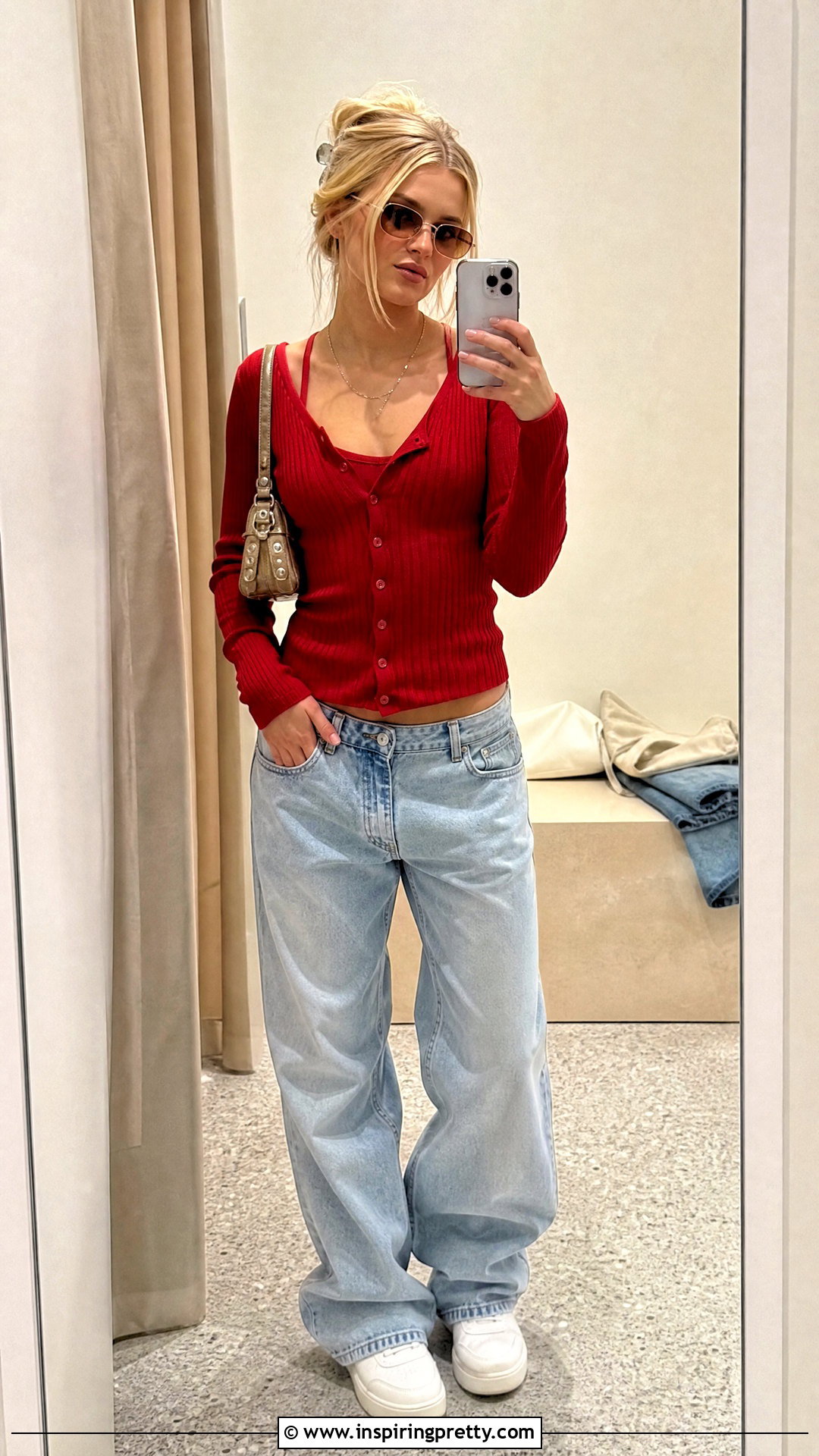 Britney Spears Red Cardigan Top And Baggy Jeans - 25 britney spears red tops