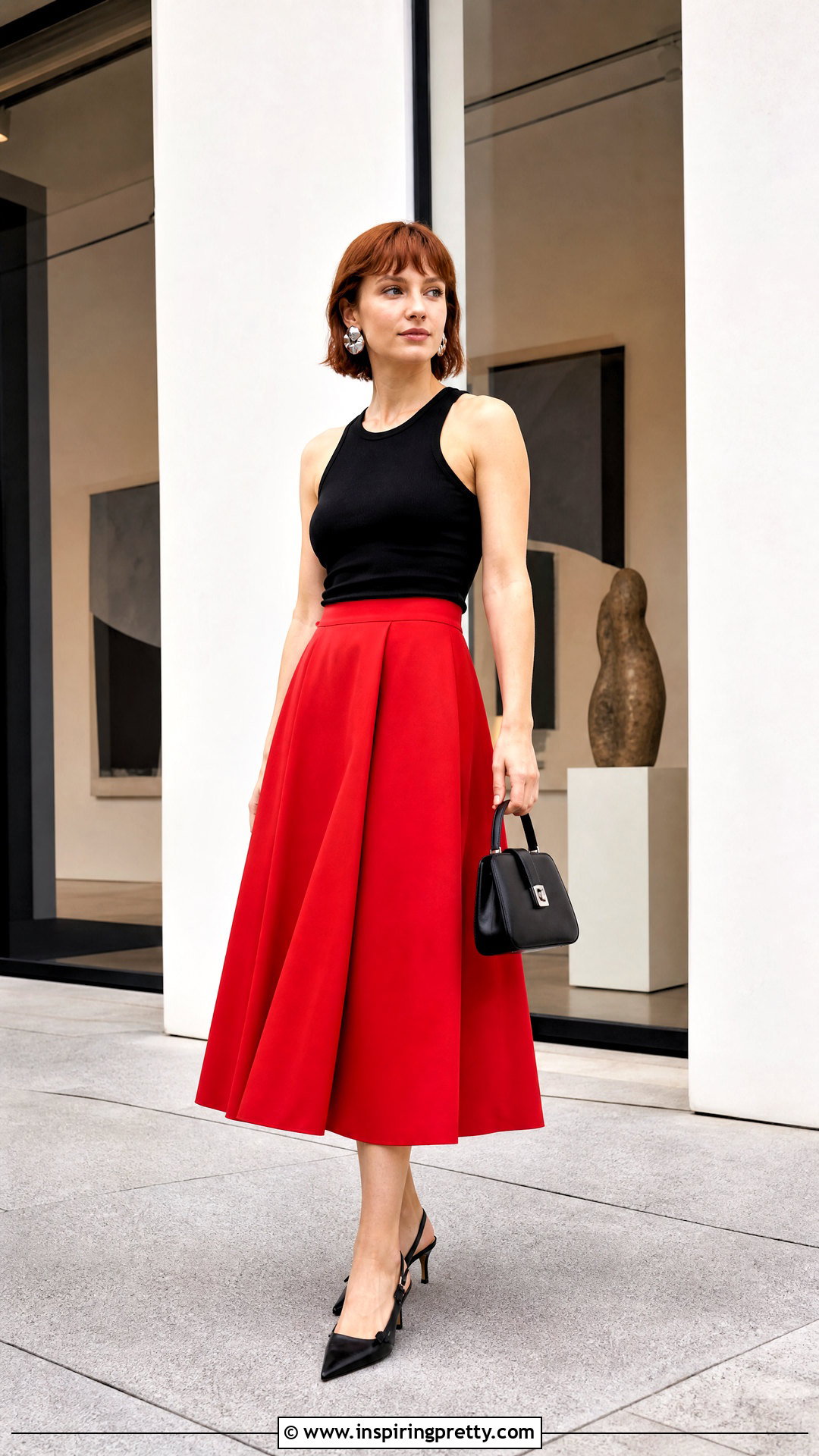 Britt Lower Tank Top With Red Midi Skirt - 20 Britt Lower Tank Top outfit ideas