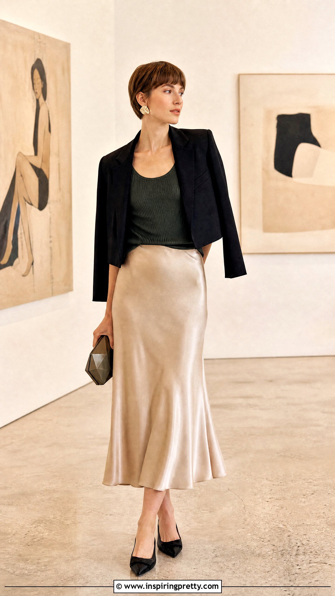 Britt Lower Tank Top With Satin Midi Skirt - 20 Britt Lower Tank Top outfit ideas