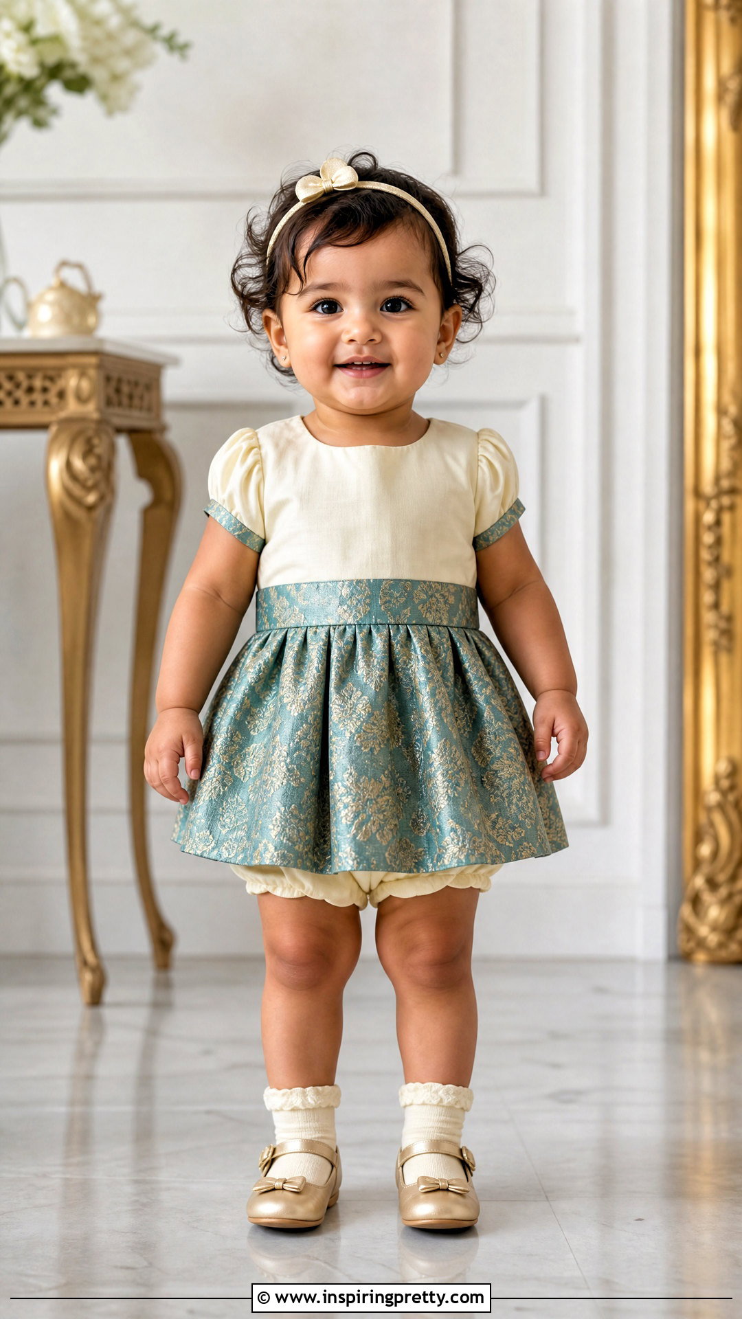 Brocade Baby Skirt Top Set - 50 baby skirt top designs