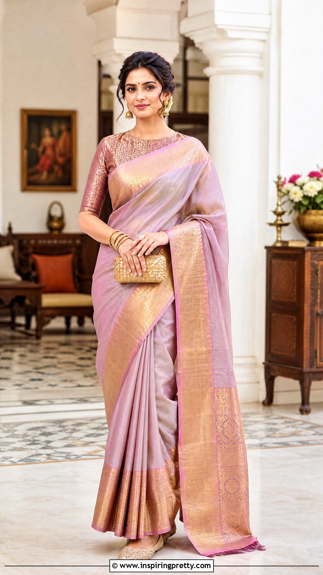 Brocade Blouse With Silk Saree - 50 traditional tops for women