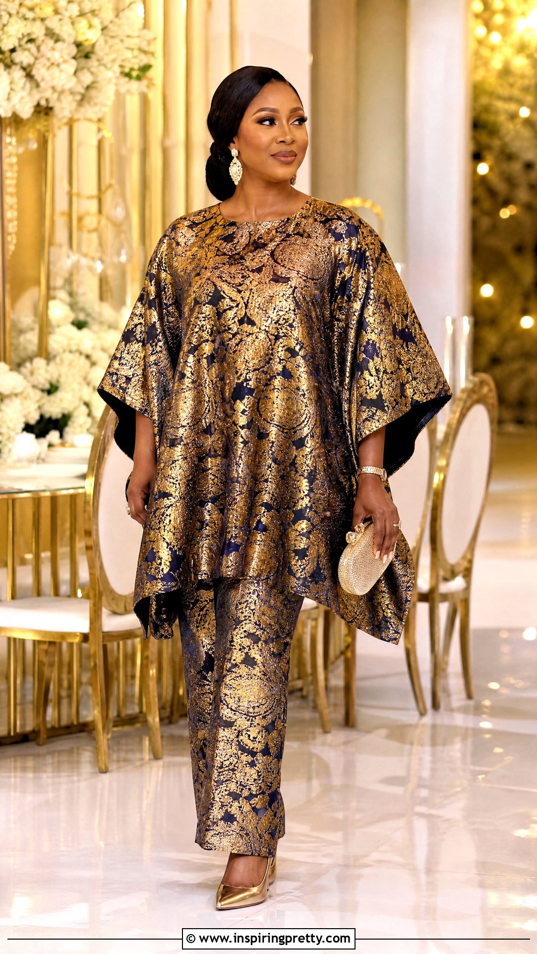 Brocade Bubu Top With Matching Trousers - 50 bubu top style ideas