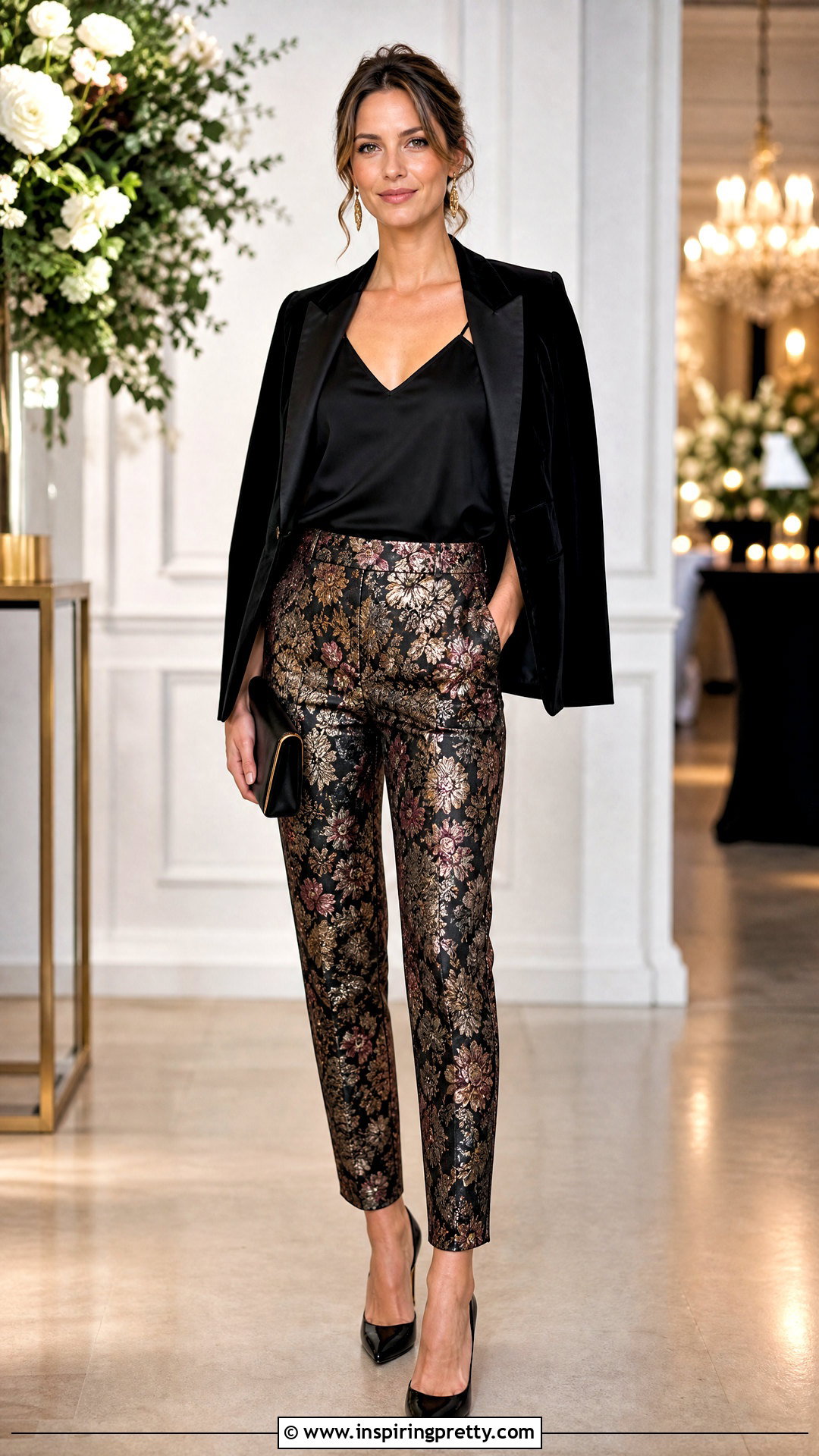 Brocade Cocktail Pants And Silk Camisole - 25 cocktail pants and tops
