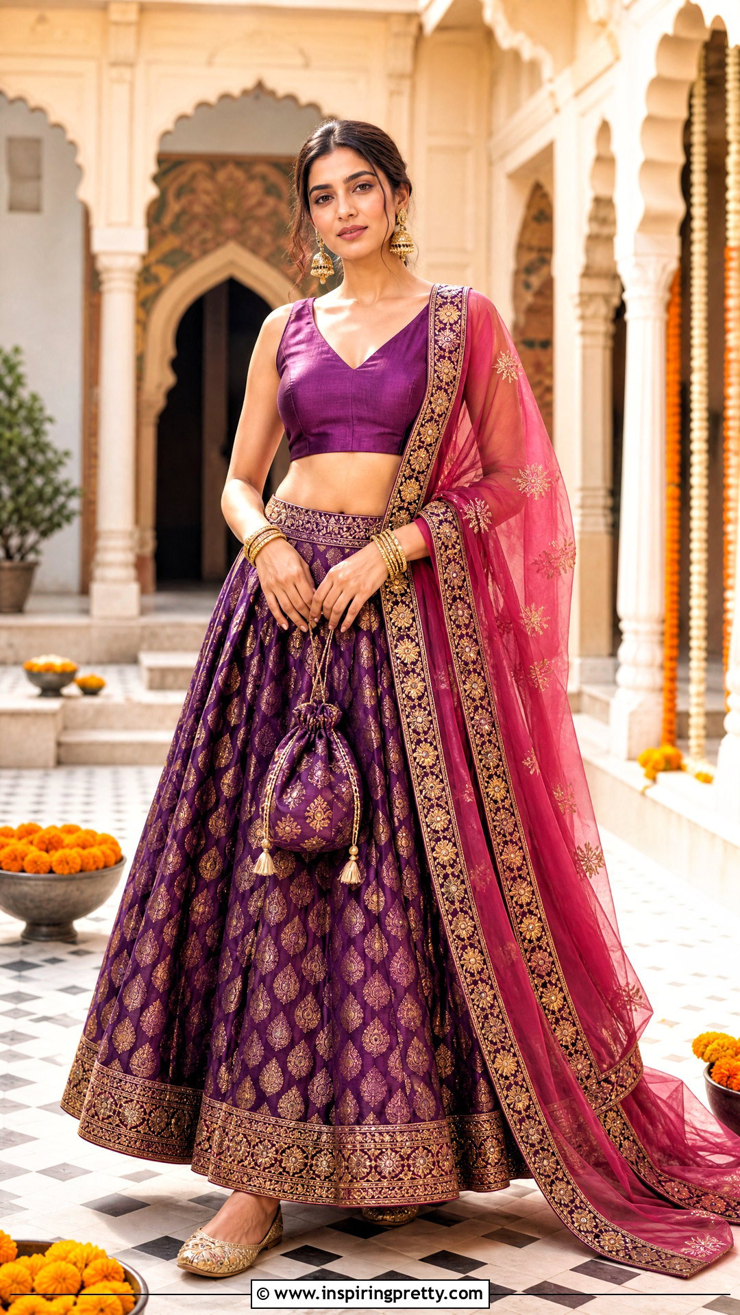 Brocade Crop Top Lehenga - 50 crop top lehenga outfit ideas