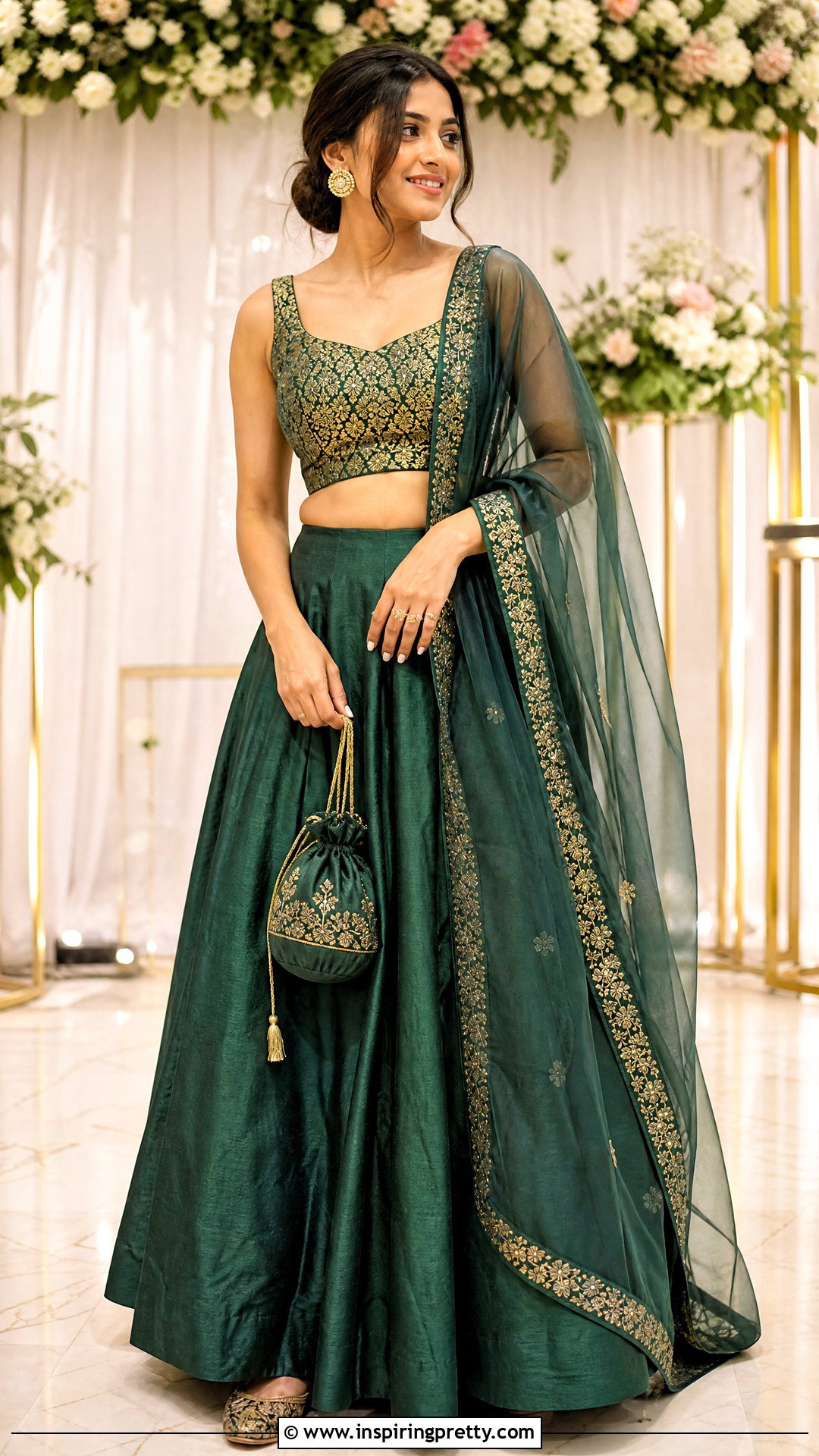Brocade Crop Top Lehenga With Solid Skirt - 20 crop top lehenga simple outfit ideas
