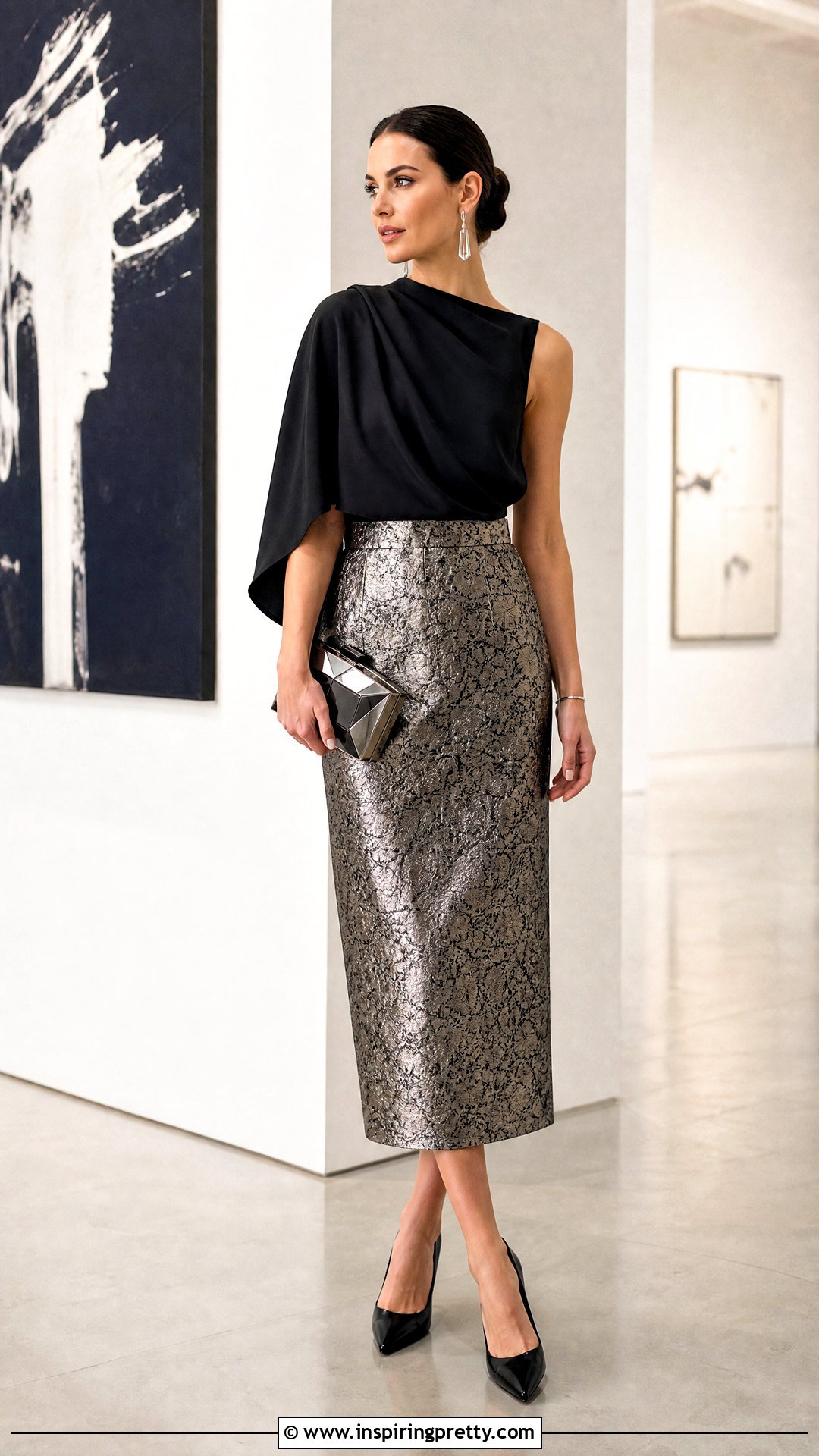 Brocade Skirt With Asymmetric Draped Top - 50 brocade skirt and top outfit ideas
