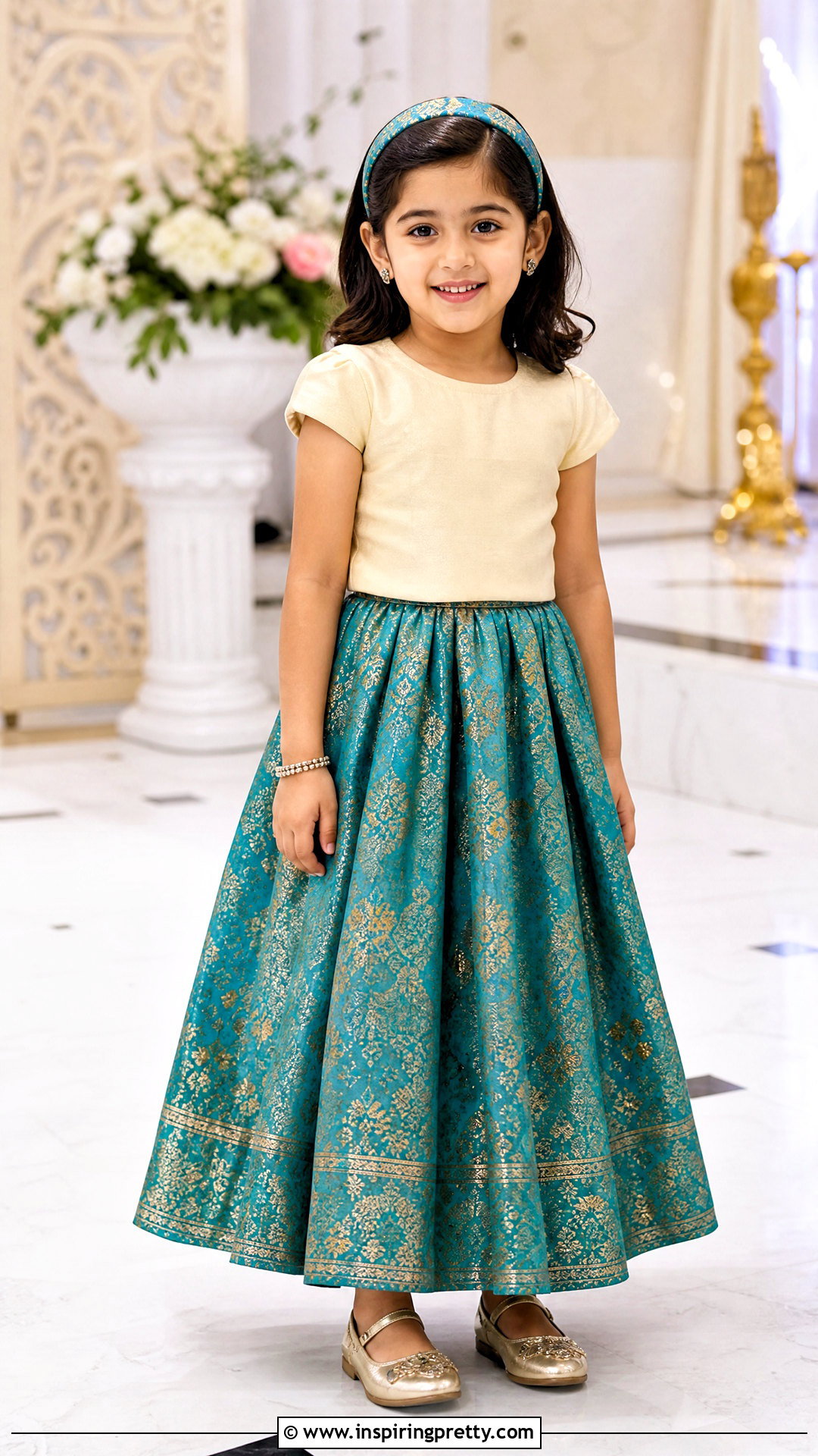 Brocade Skirt With Silk Blend Top - 50 kids skirt top designs