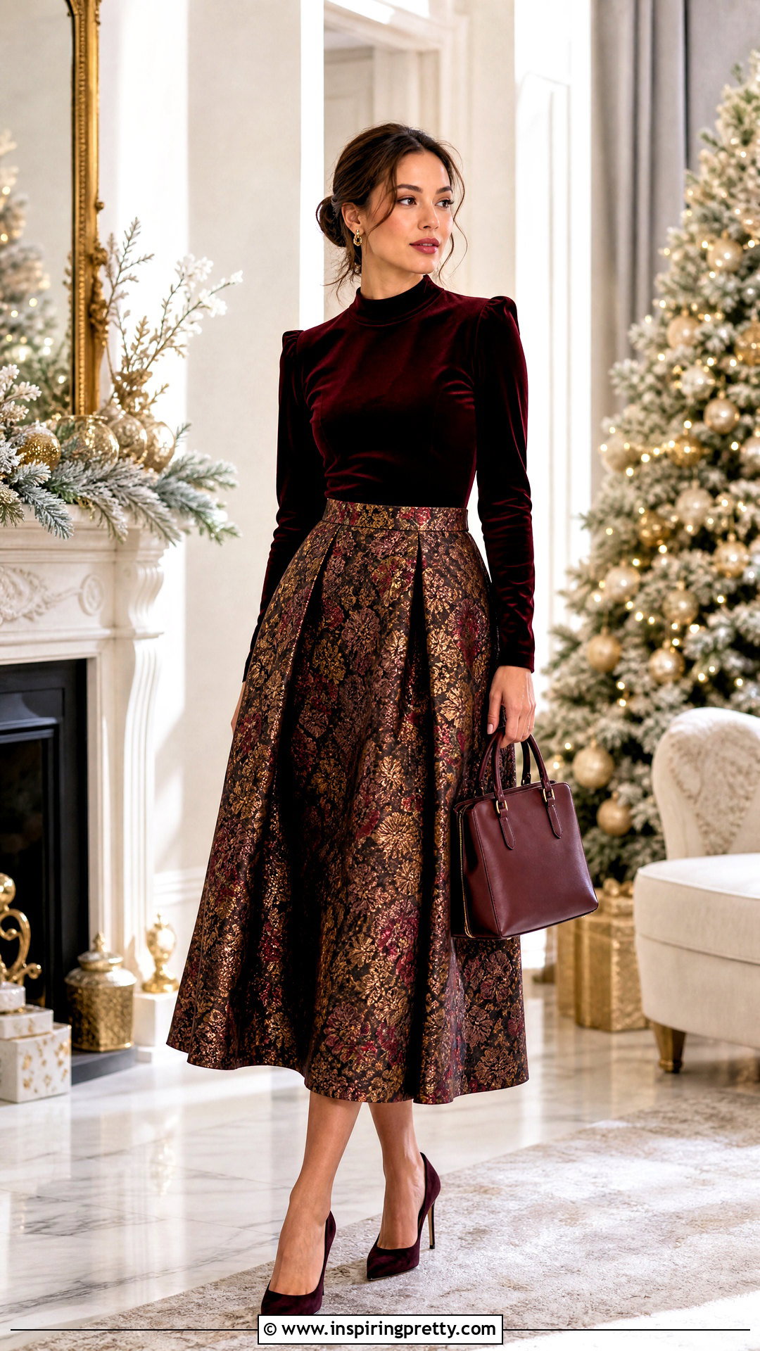 Brocade Skirt With Velvet Top - 50 brocade skirt and top outfit ideas