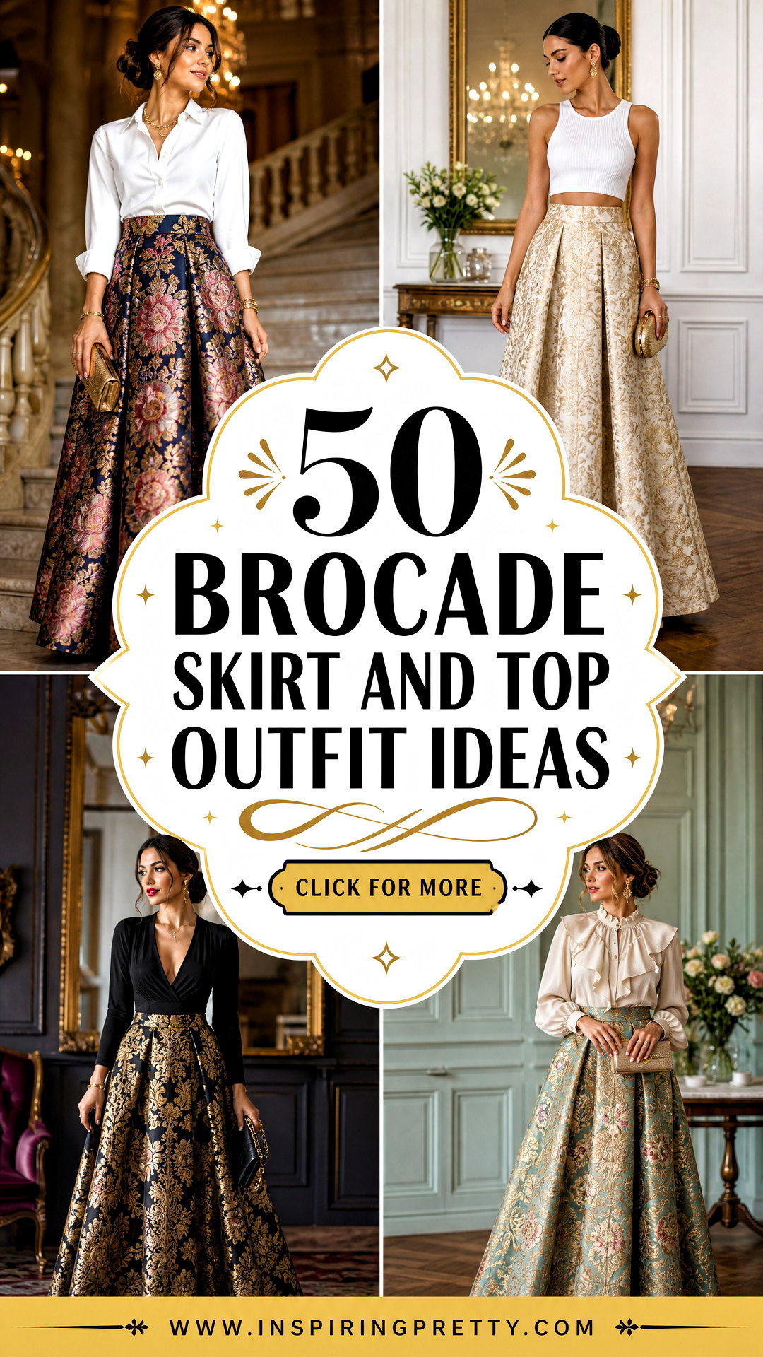 50 Brocade Skirt and Top Outfit Ideas for Elegant Events - 50 Brocade Skirt and Top Outfit Ideas for Elegant Events