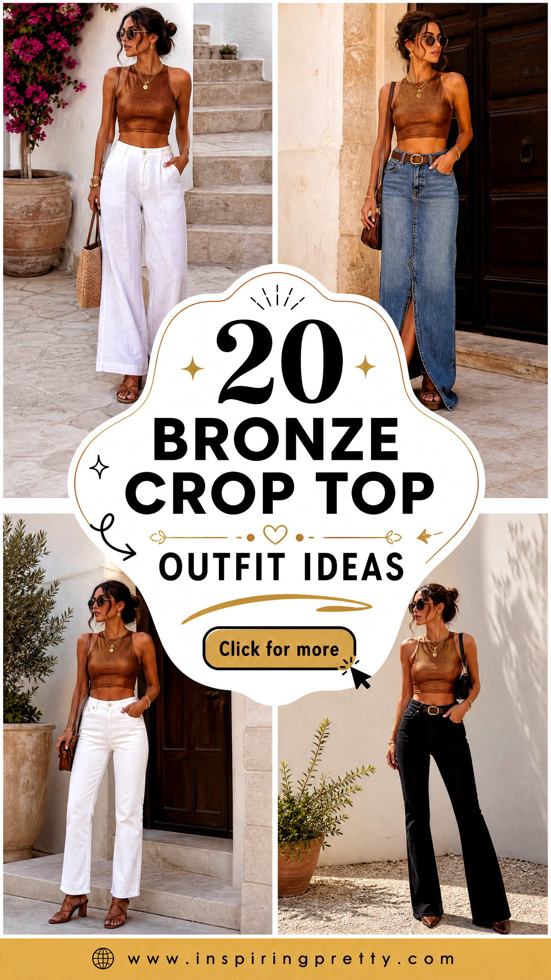 20 Bronze Crop Top Outfit Ideas for Chic Summer Style - 20 Bronze Crop Top Outfit Ideas for Chic Summer Style