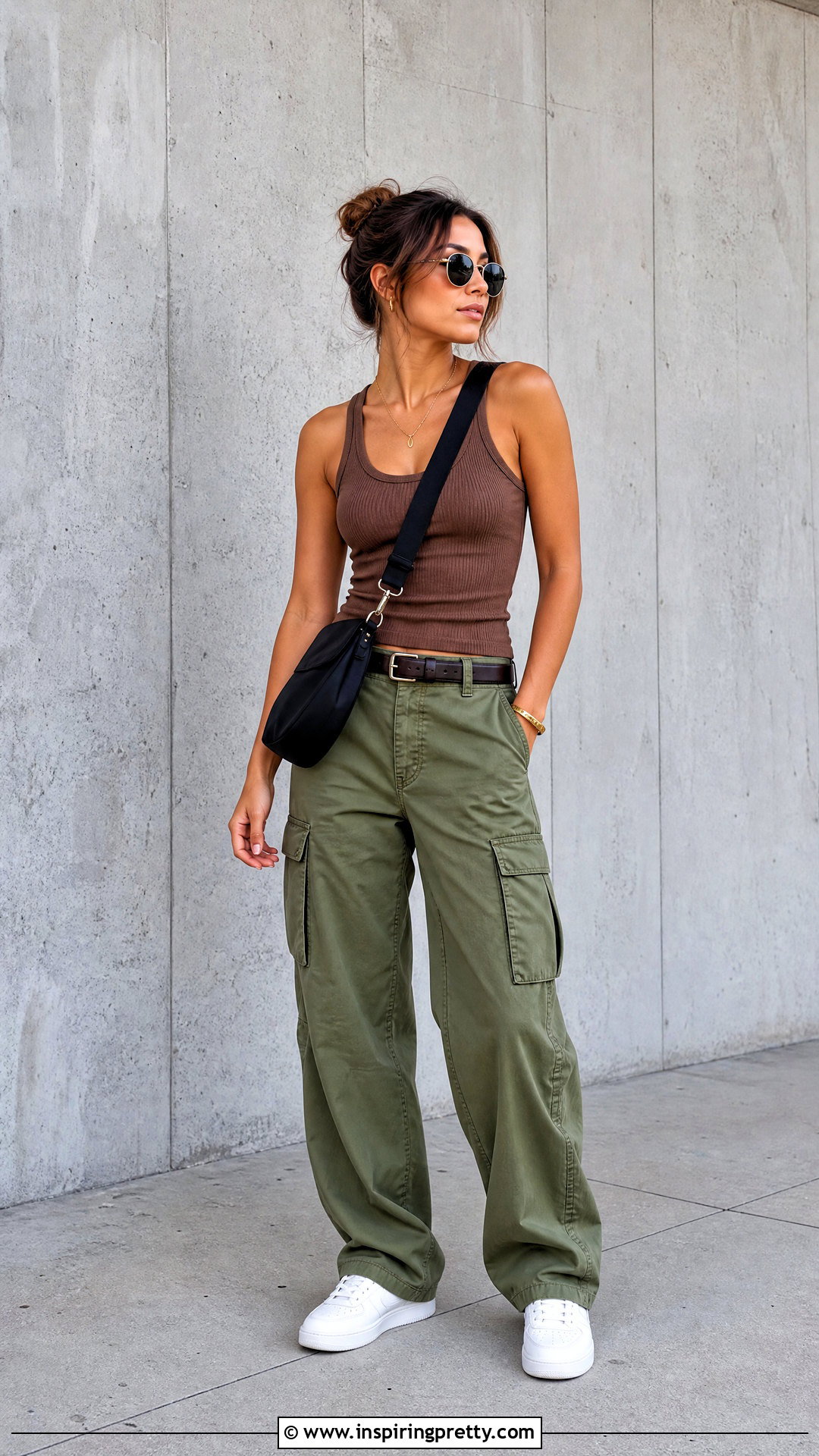 Brown Basic Top With Cargo Pants - 50 brown basic top outfit ideas
