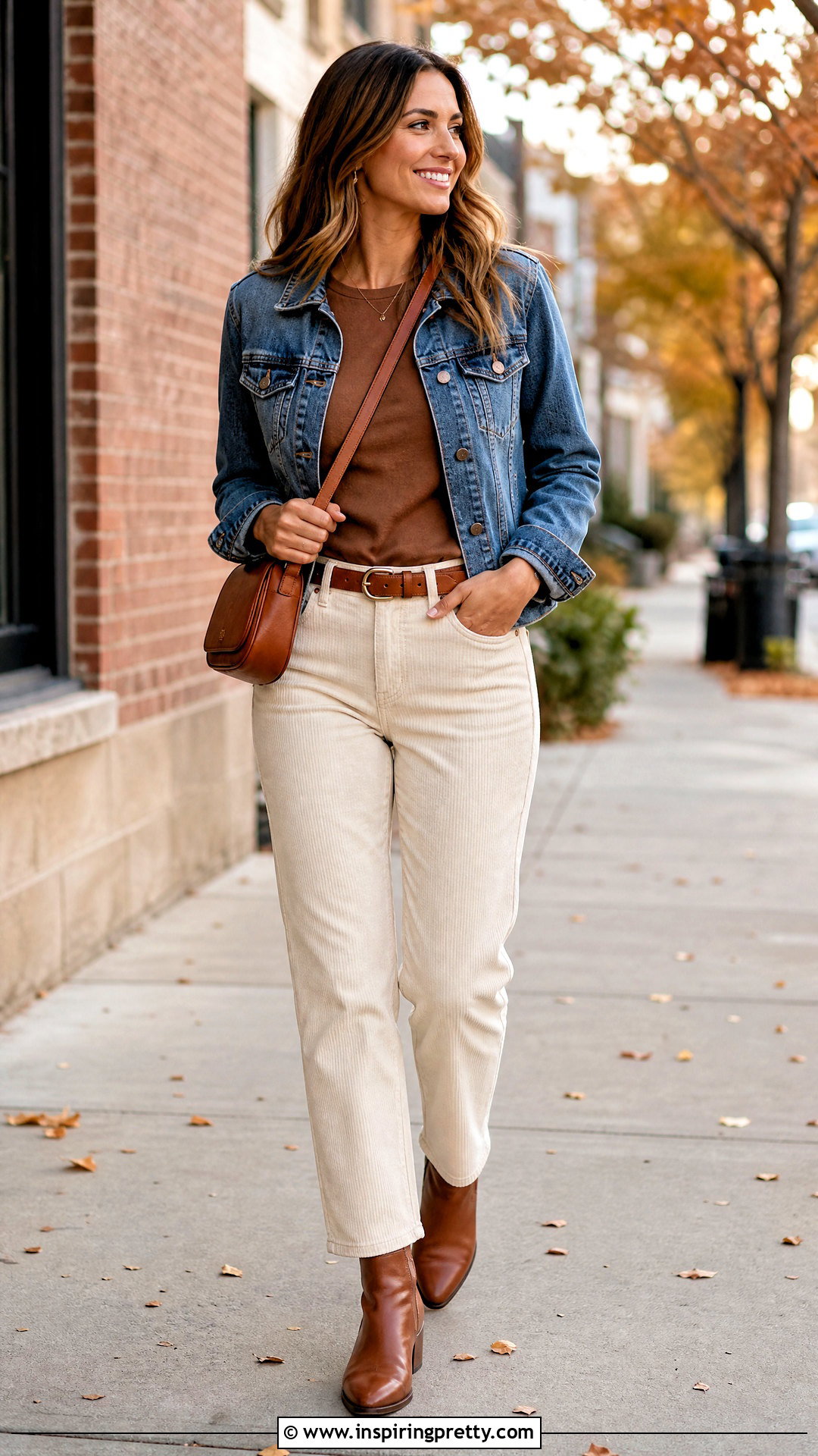 Brown Basic Top With Corduroy Pants - 50 brown basic top outfit ideas