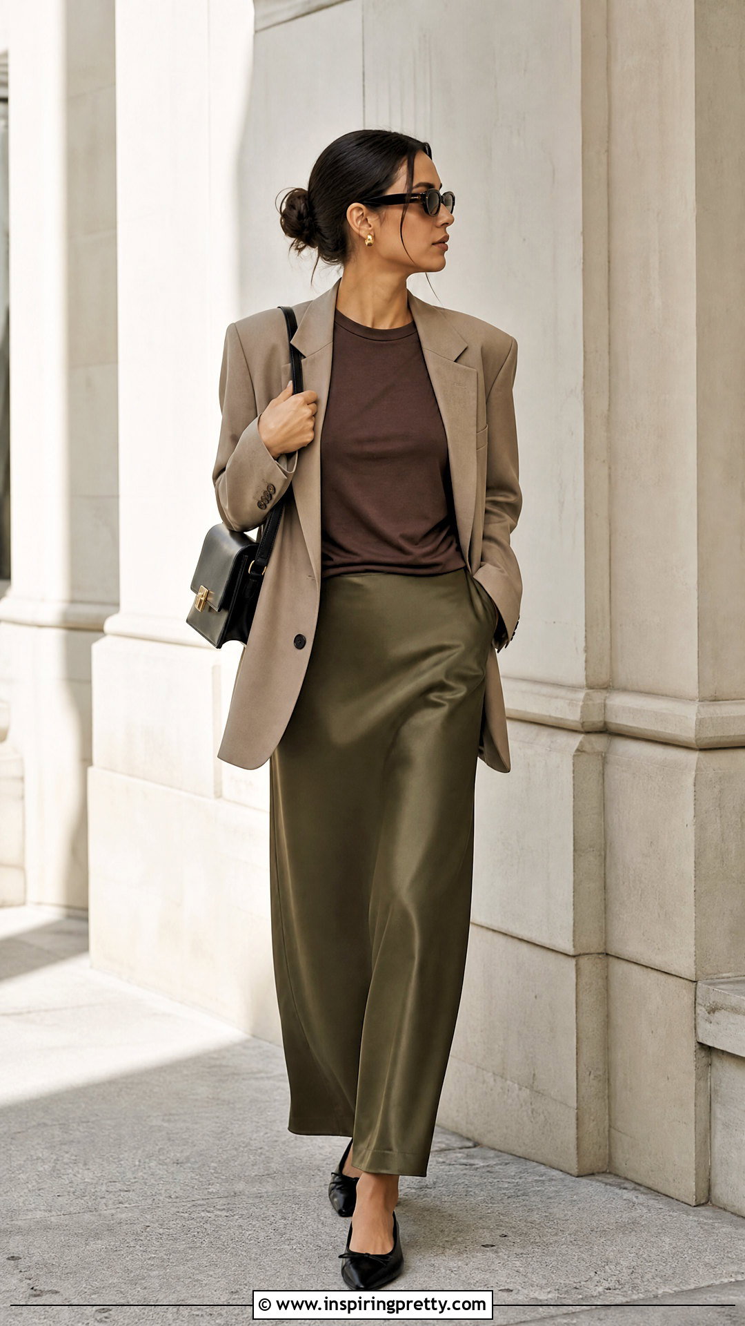 Brown Basic Top With Slip Skirt - 50 brown basic top outfit ideas