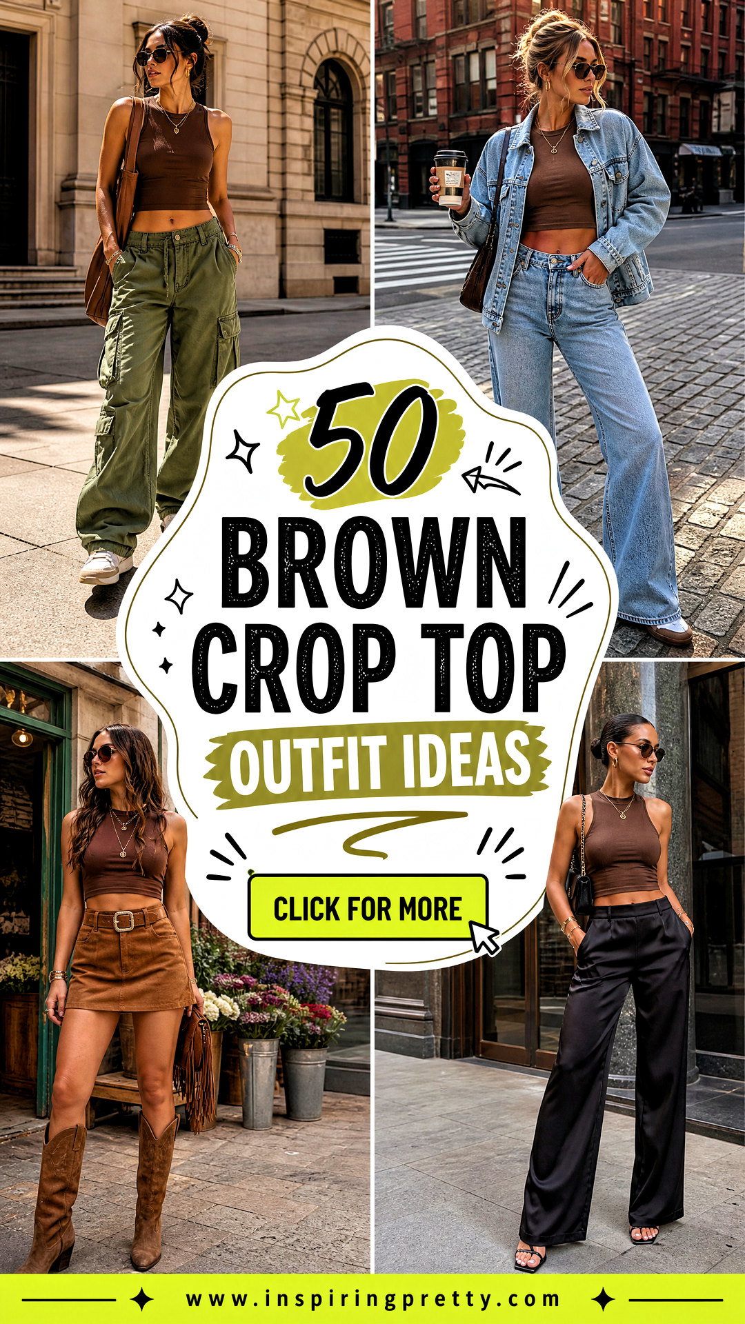 50 Brown Crop Top Outfit Ideas for Effortless Street Style - 50 Brown Crop Top Outfit Ideas for Effortless Street Style