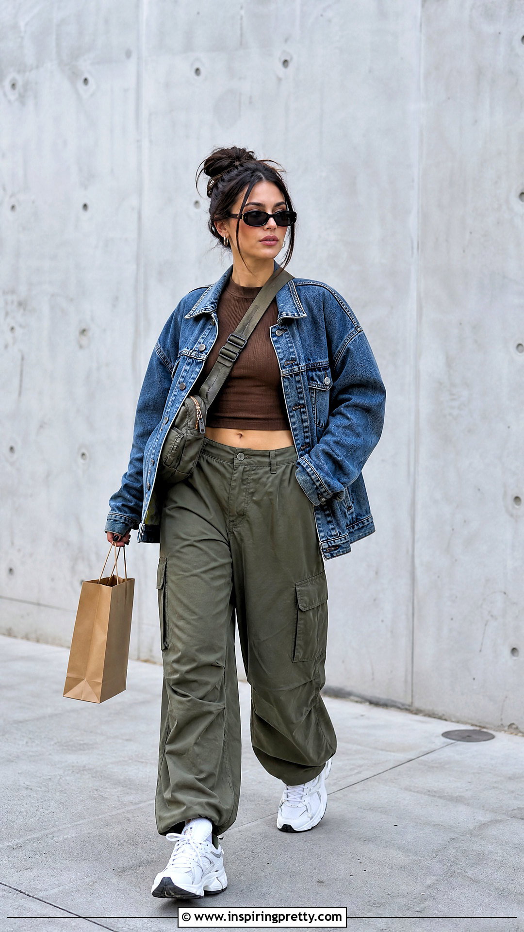 Brown Crop Top With Cargo Pants - 50 brown crop top outfit ideas