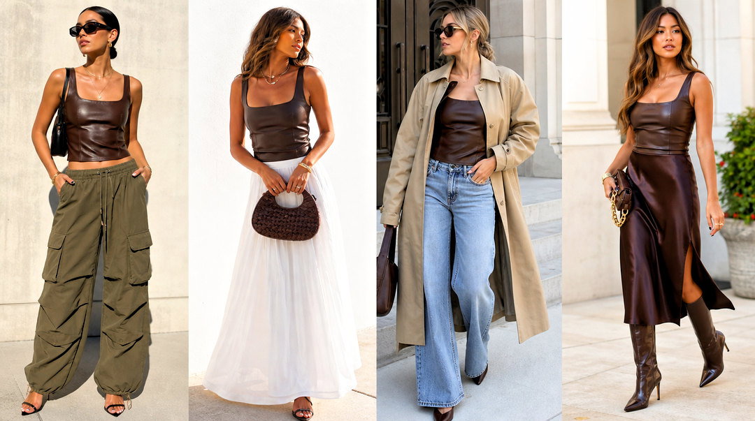 25 Brown Leather Tank Top Outfit Ideas for Edgy Fall Style