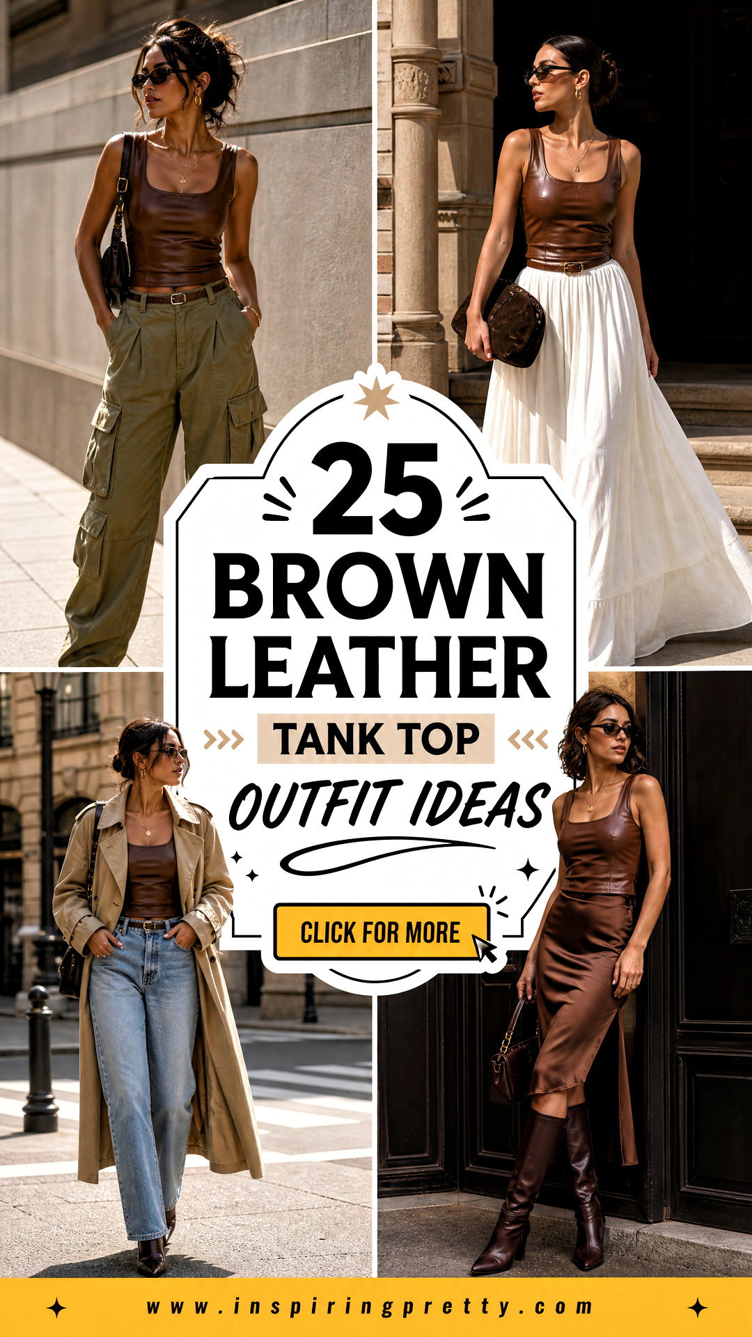 25 Brown Leather Tank Top Outfit Ideas for Edgy Fall Style - 25 Brown Leather Tank Top Outfit Ideas for Edgy Fall Style