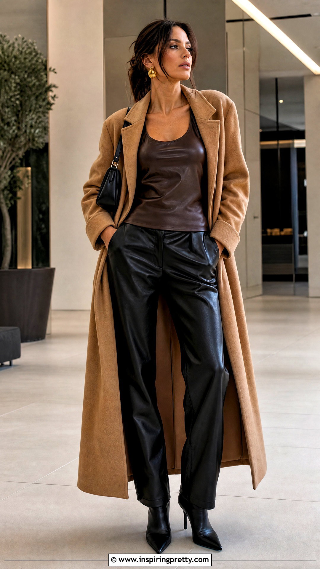 Brown Leather Tank Top With Black Leather Pants - 25 brown leather tank top outfit ideas