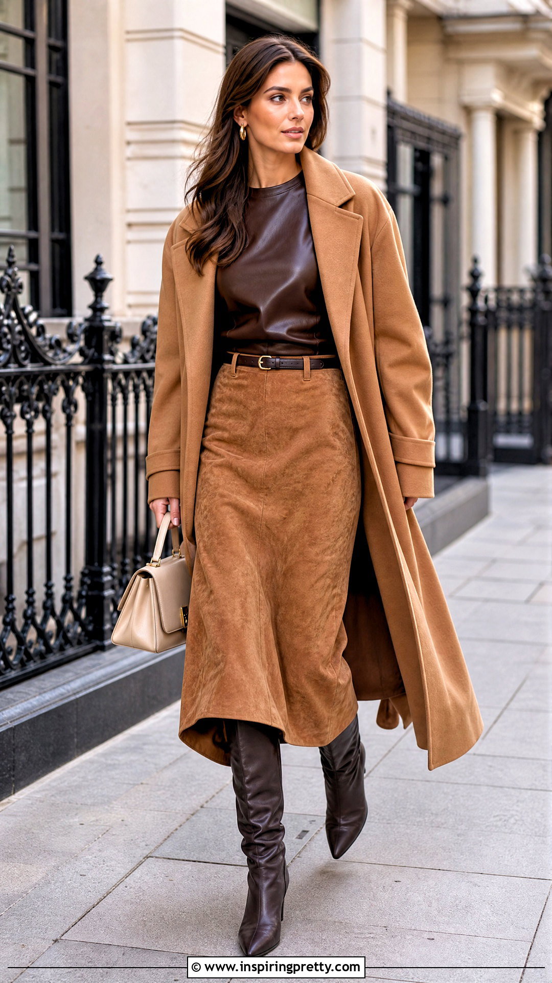 Brown Leather Top With Suede Skirt - 50 brown leather top outfit ideas