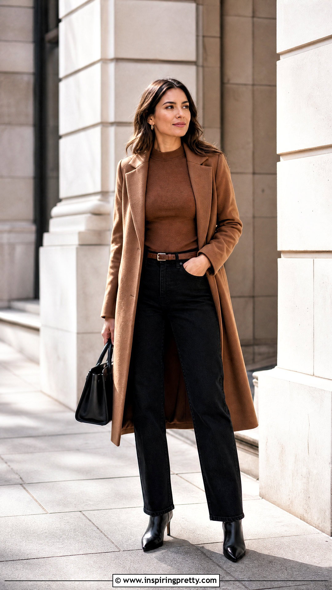Brown Minimalist Top With Black Straight Leg Jeans - 20 Brown Minimalist Top outfit ideas
