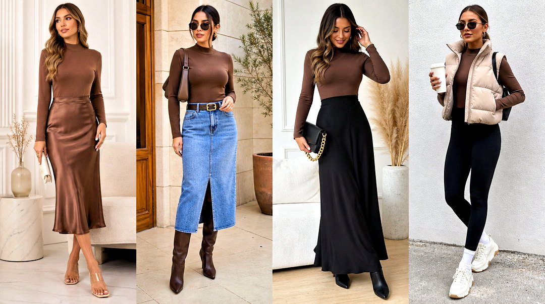 25 Brown Mock Neck Top Outfit Ideas for Polished Autumn Looks