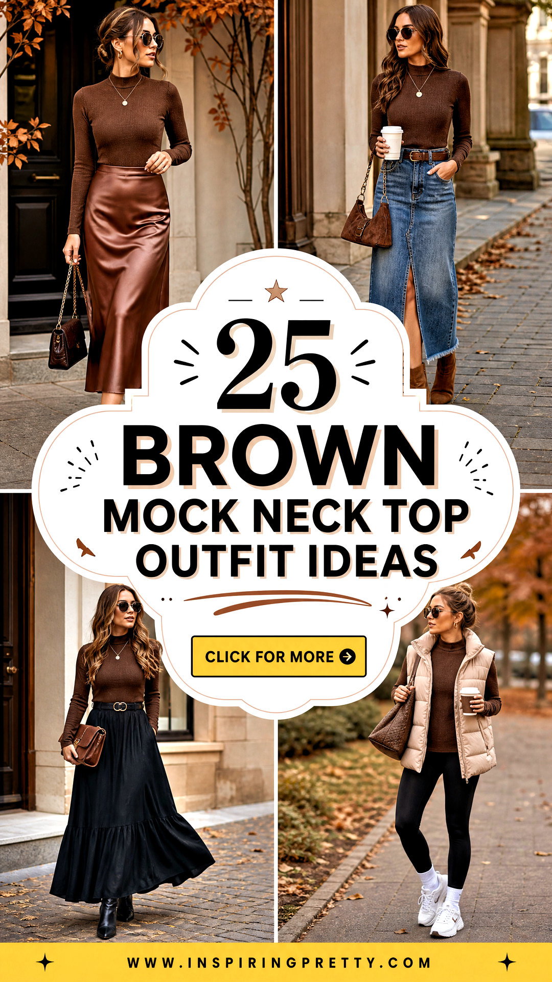 25 Brown Mock Neck Top Outfit Ideas for Polished Autumn Looks - 25 Brown Mock Neck Top Outfit Ideas for Polished Autumn Looks
