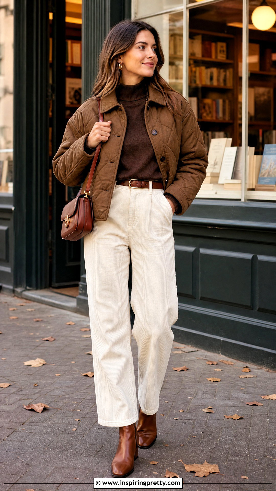Brown Mock Neck Top With Corduroy Pants - 25 Brown Mock Neck Top outfit ideas