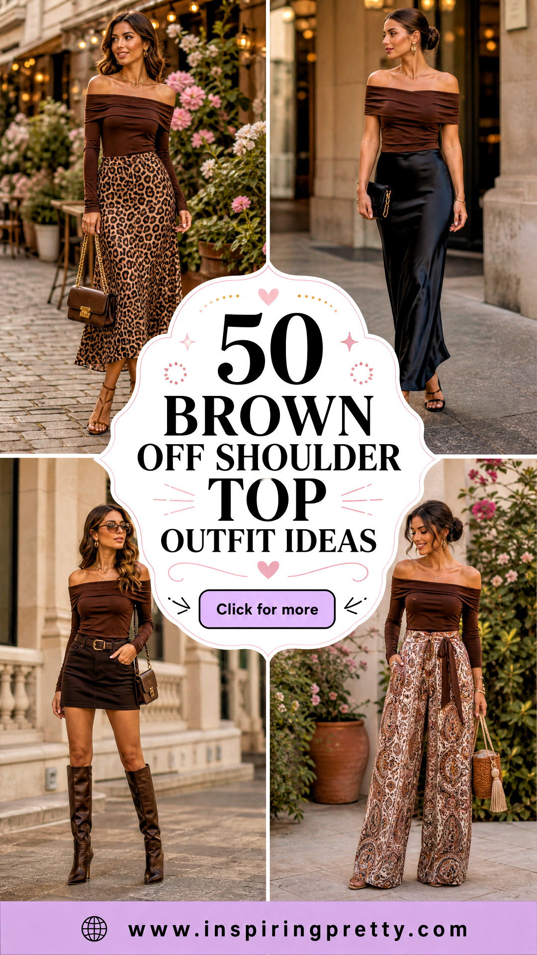 50 Brown Off Shoulder Top Outfit Ideas for Romantic Style - 50 Brown Off Shoulder Top Outfit Ideas for Romantic Style