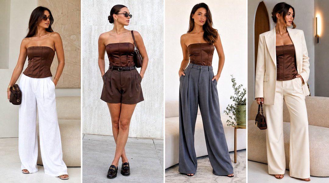 20 Brown Satin Corset Top Outfit Ideas for Elevated Nights