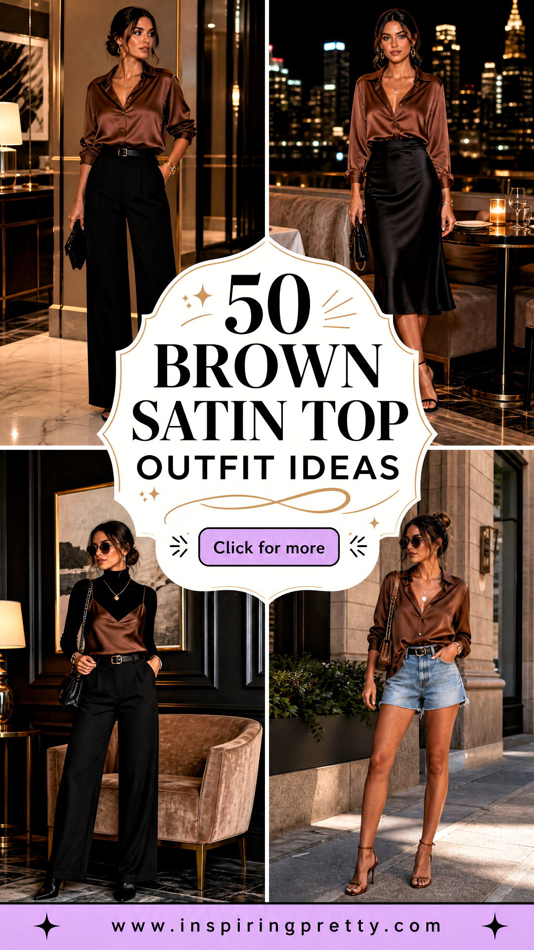 50 Brown Satin Top Outfit Ideas for Modern Luxe Evening Style - 50 Brown Satin Top Outfit Ideas for Modern Luxe Evening Style