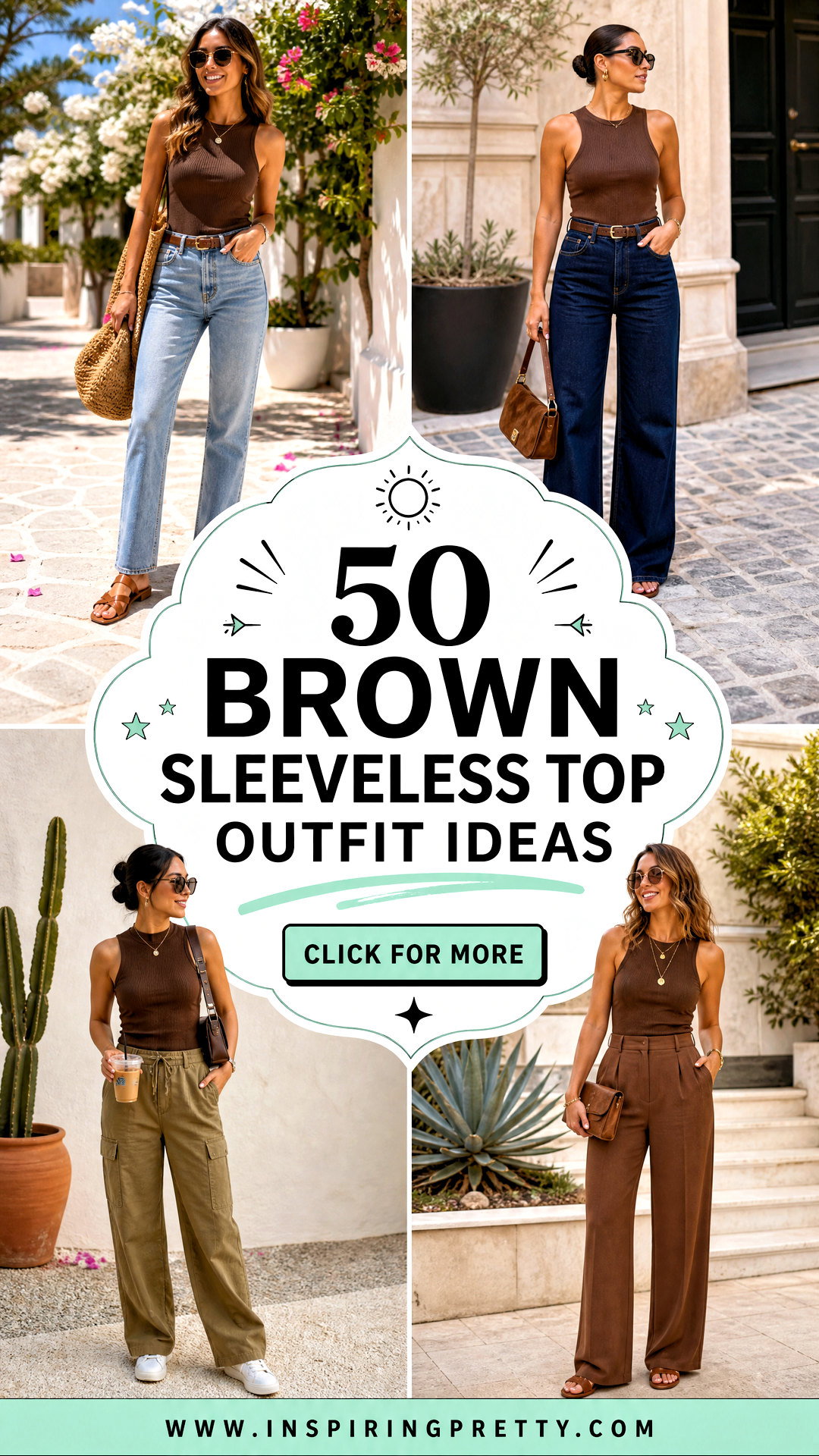 50 Brown Sleeveless Top Outfit Ideas for Warm-Weather Style - 50 Brown Sleeveless Top Outfit Ideas for Warm-Weather Style