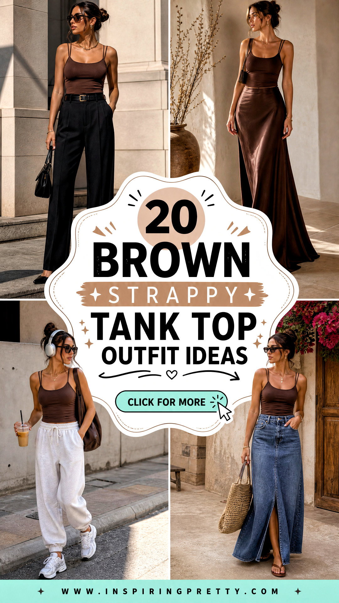 20 Brown Strappy Tank Top Outfit Ideas for Easy Summer Style - 20 Brown Strappy Tank Top Outfit Ideas for Easy Summer Style