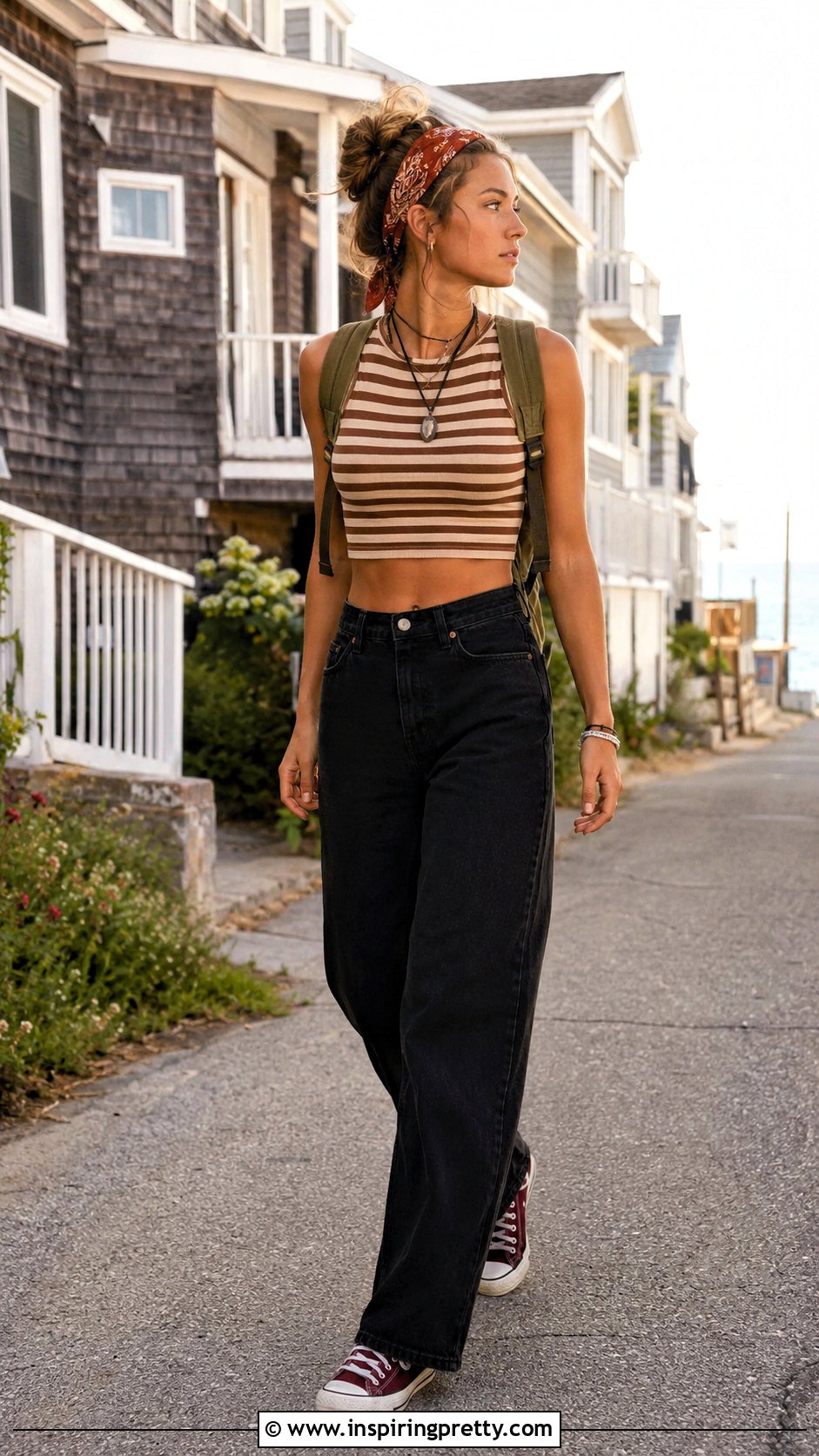 Brown Striped Outer Banks Crop Top Outfit - 20 outer banks crop tops