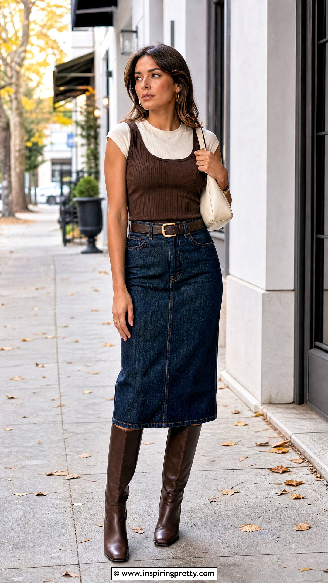 Brown Tank Top Over Cream T Shirt Outfit - 50 tank top over shirt outfit ideas