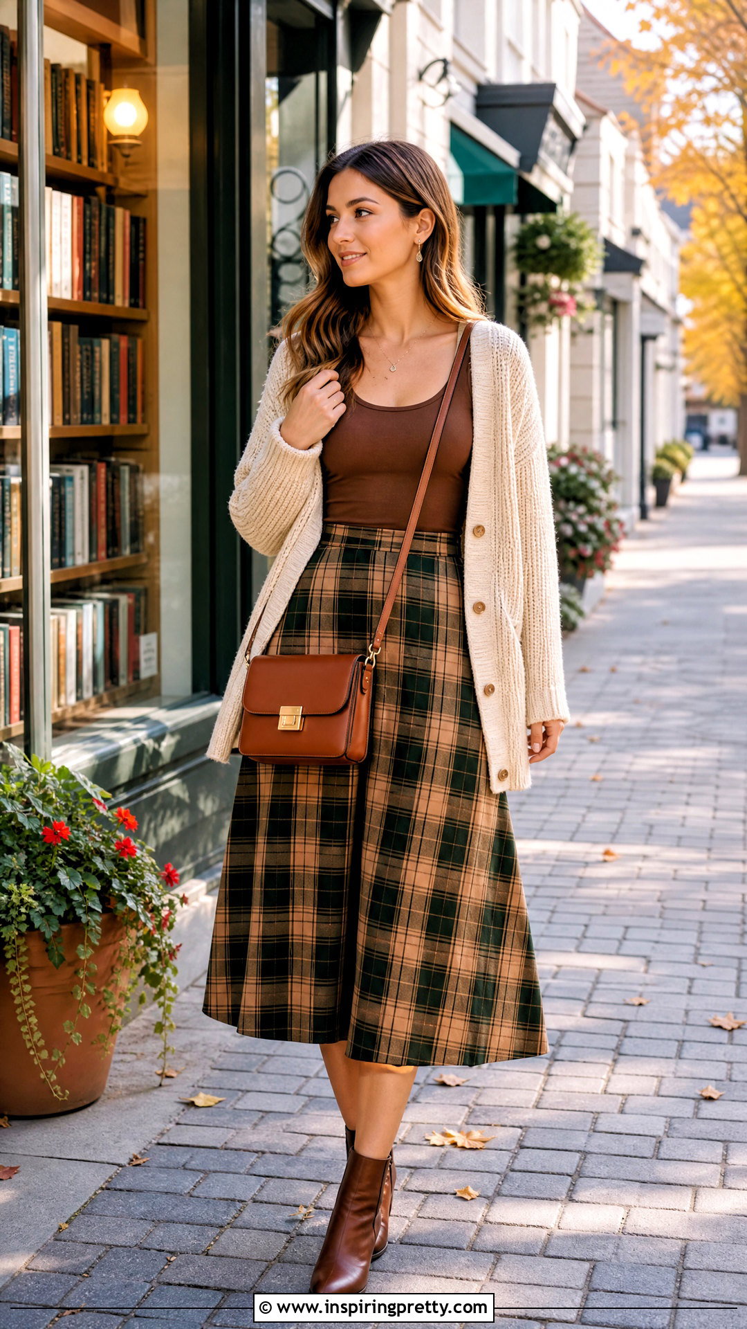 Brown Tank Top With Plaid Skirt - 50 brown tank top outfit ideas