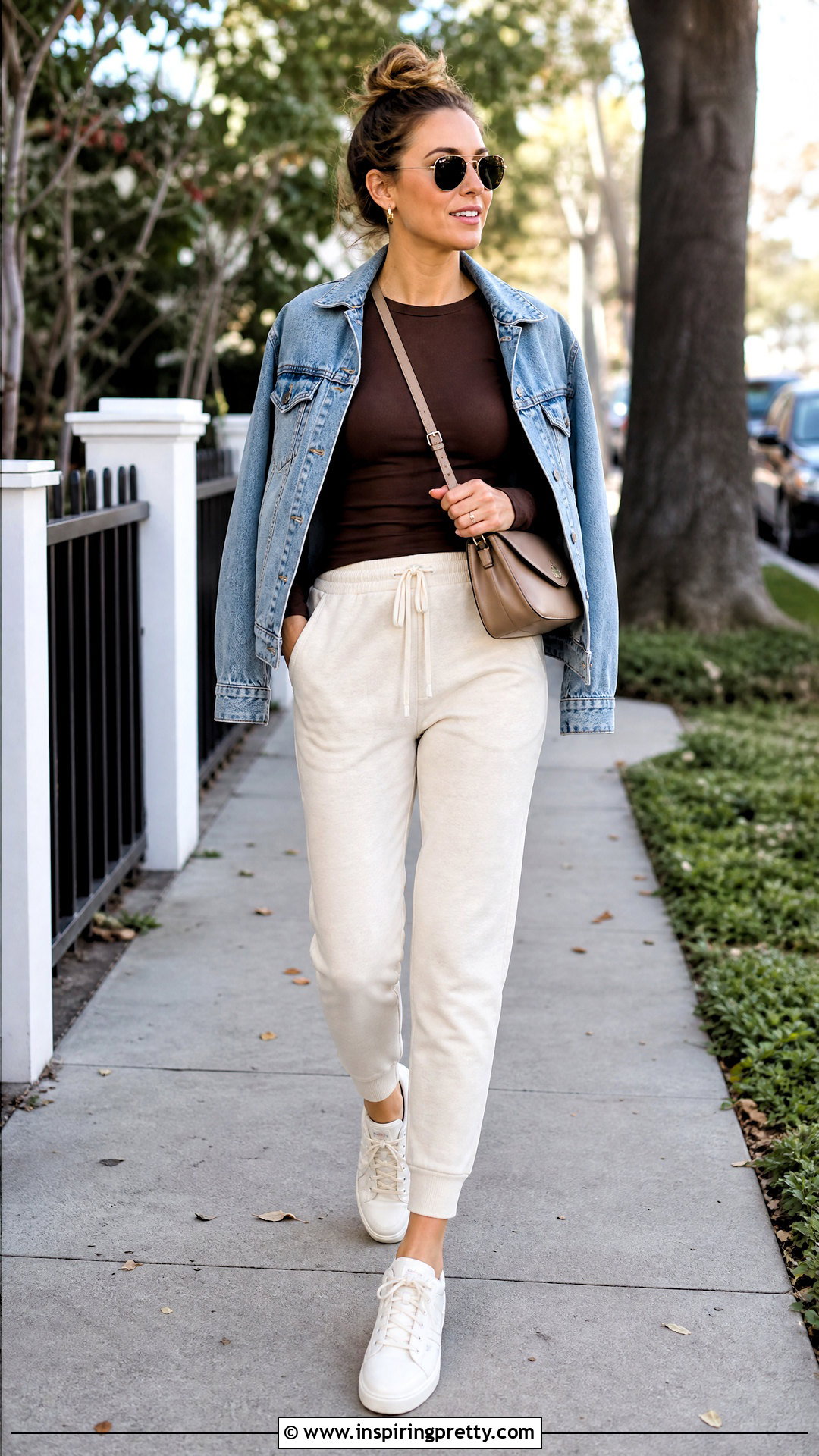 Brown Top With Joggers - 50 Brown Top outfit ideas