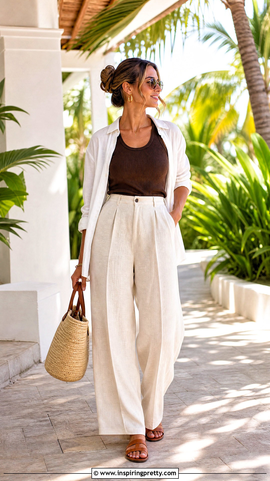 Brown Top With Linen Pants - 50 Brown Top outfit ideas