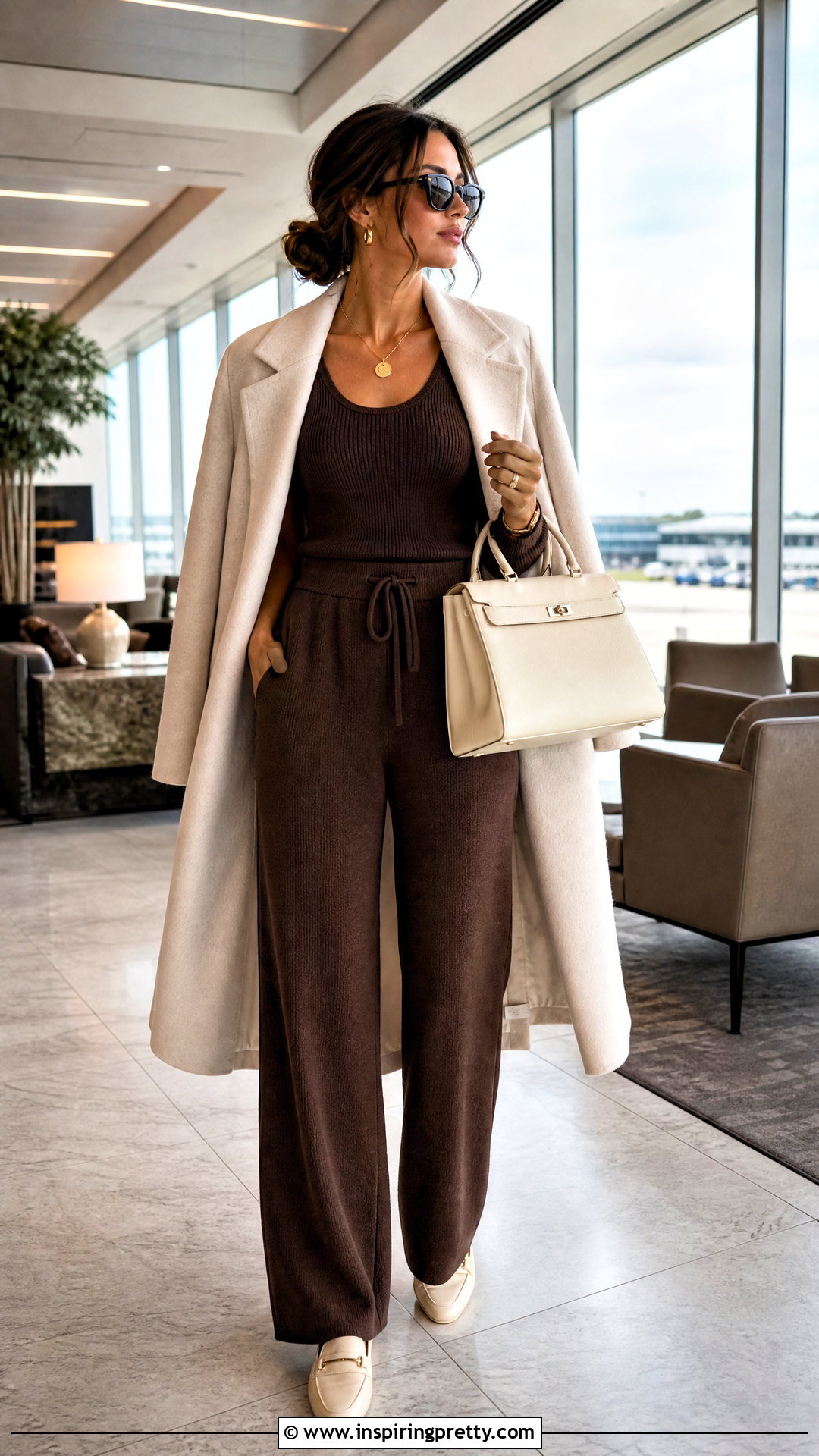 Brown Top With Matching Knit Pants - 50 Brown Top outfit ideas