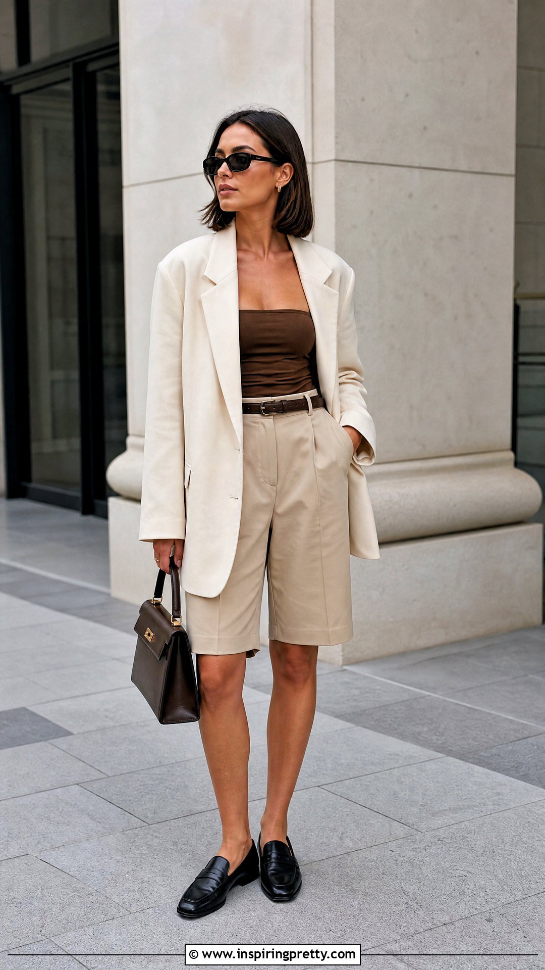 Brown Tube Top With Bermuda Shorts - 50 brown tube top outfit ideas