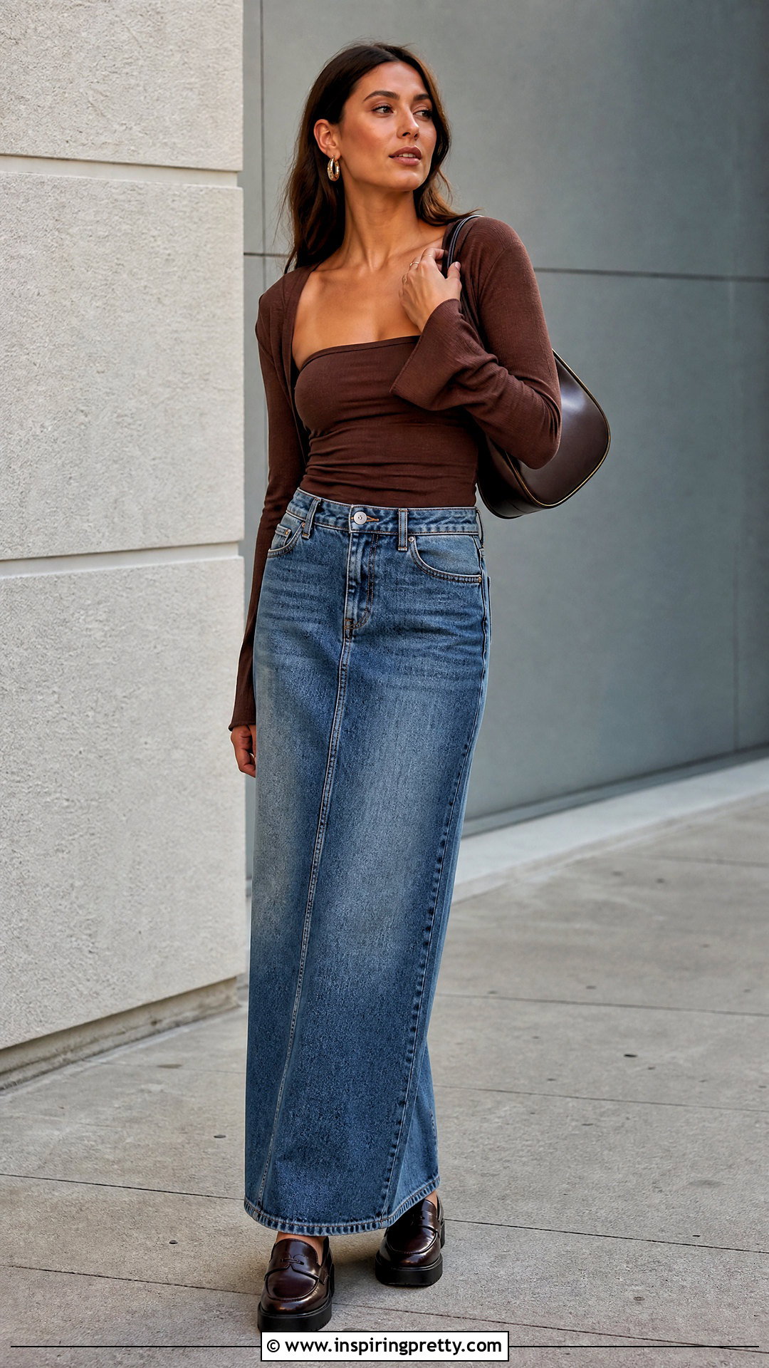 Brown Tube Top With Knit Bolero - 50 brown tube top outfit ideas