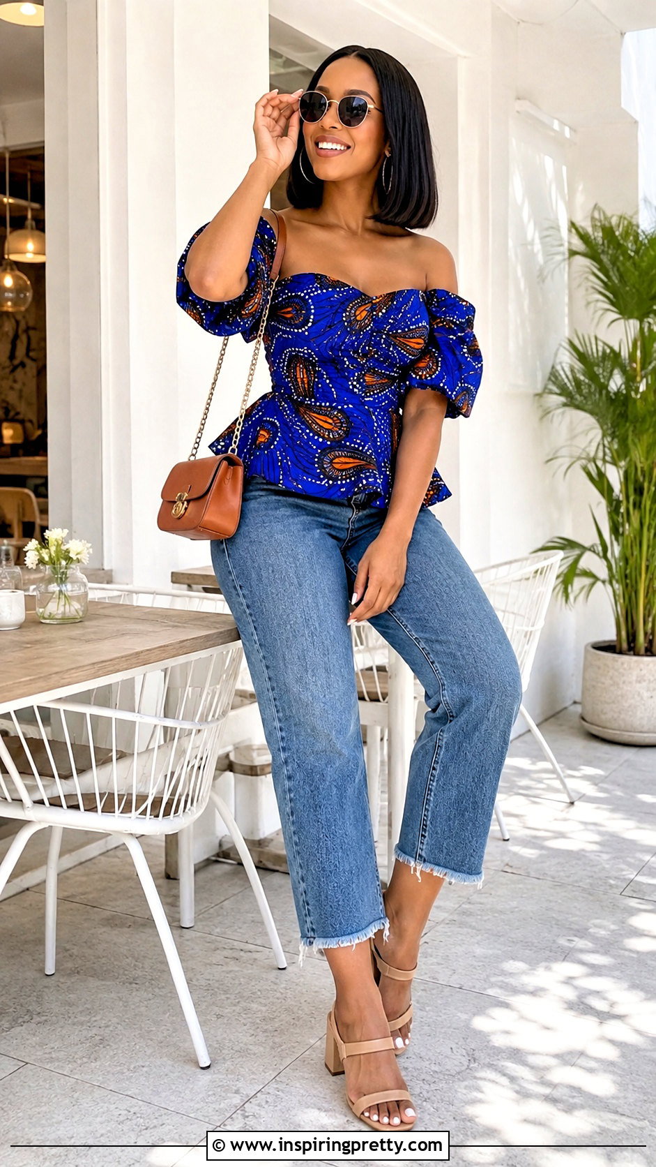 Brunch Ankara Top With Jeans And Sandals - 50 Simple Ankara Tops With Jeans