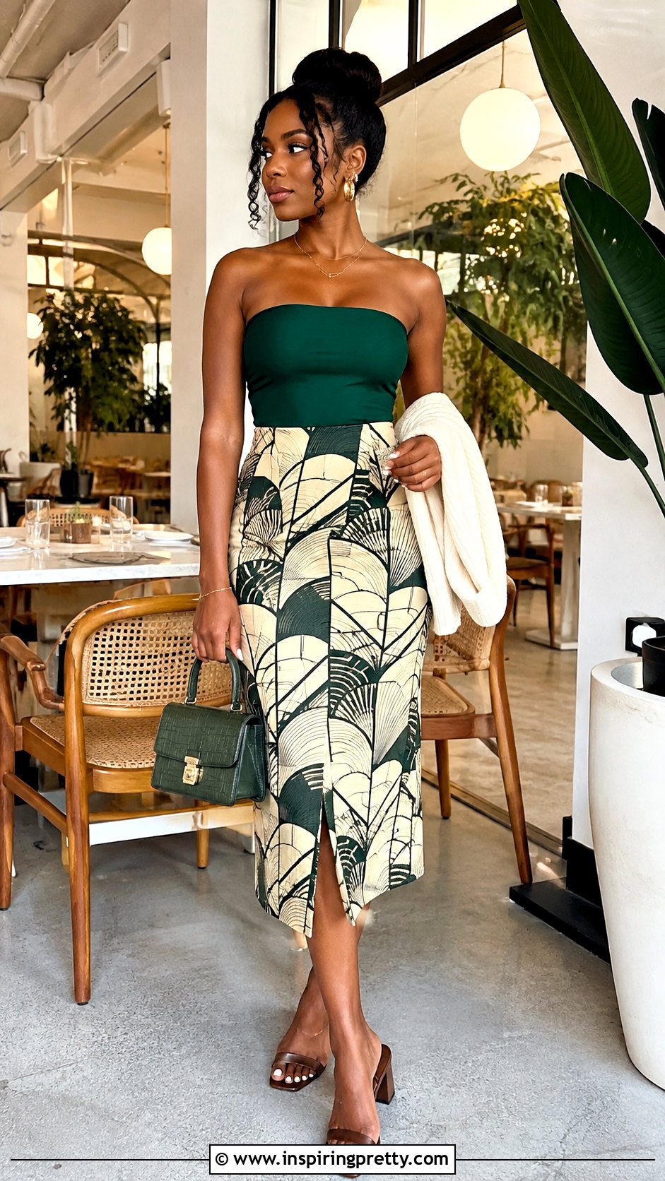 Brunch Tube Top Outfit With Midi Skirt - 50 tube top outfit black women