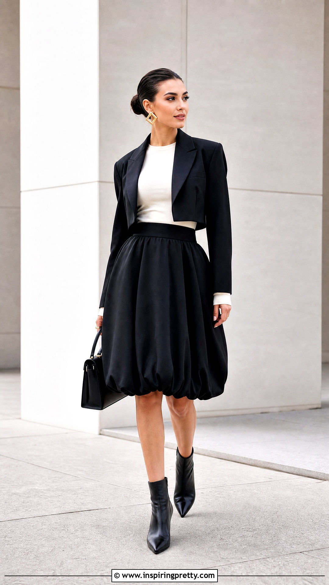 Bubble Skirt And Fitted Long Sleeve Top - 50 skirt and top ideas